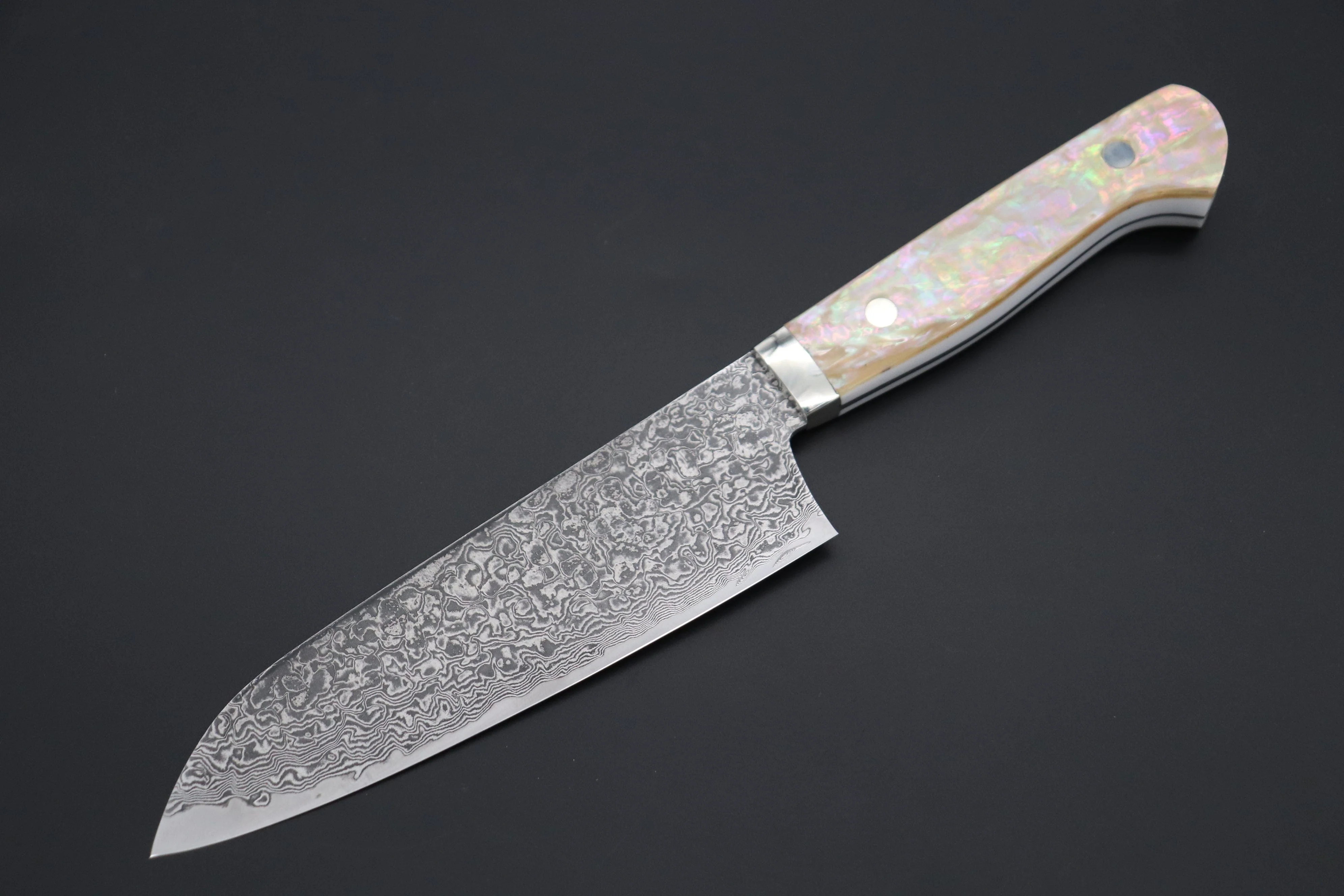 Mr. Itou & Mr. Nagata "Treasure & Pleasure" Limited Edition R-2 Custom Damascus Gyuto 155mm (6.1 inch, "White Abalone Handle", IT-11)