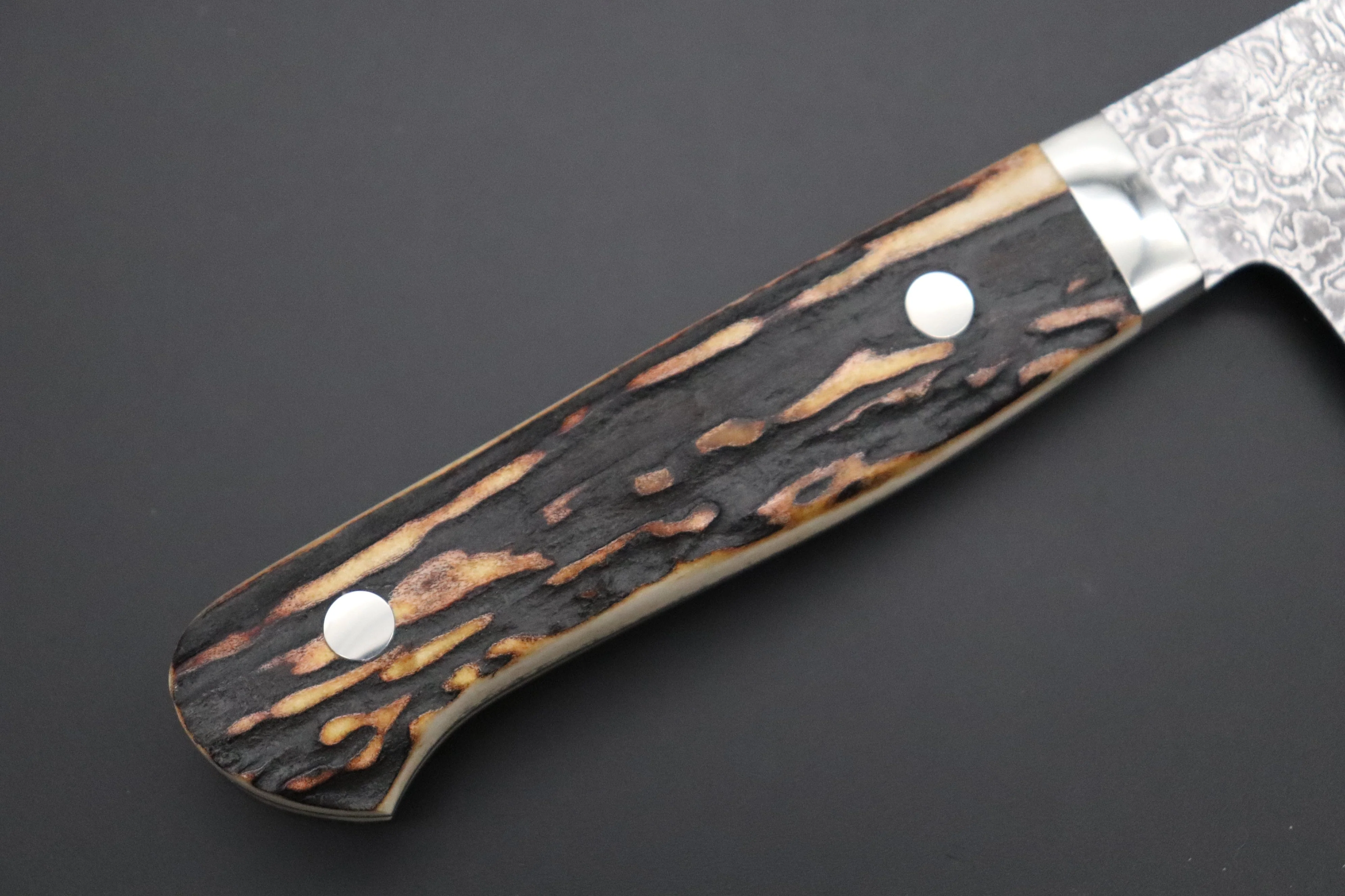 Mr. Itou & Mr. Nagata "Treasure & Pleasure" Limited Edition R-2 Custom Damascus Gyuto 160mm (6.2 inch, "Stag Handle", IT-8) - Image 7