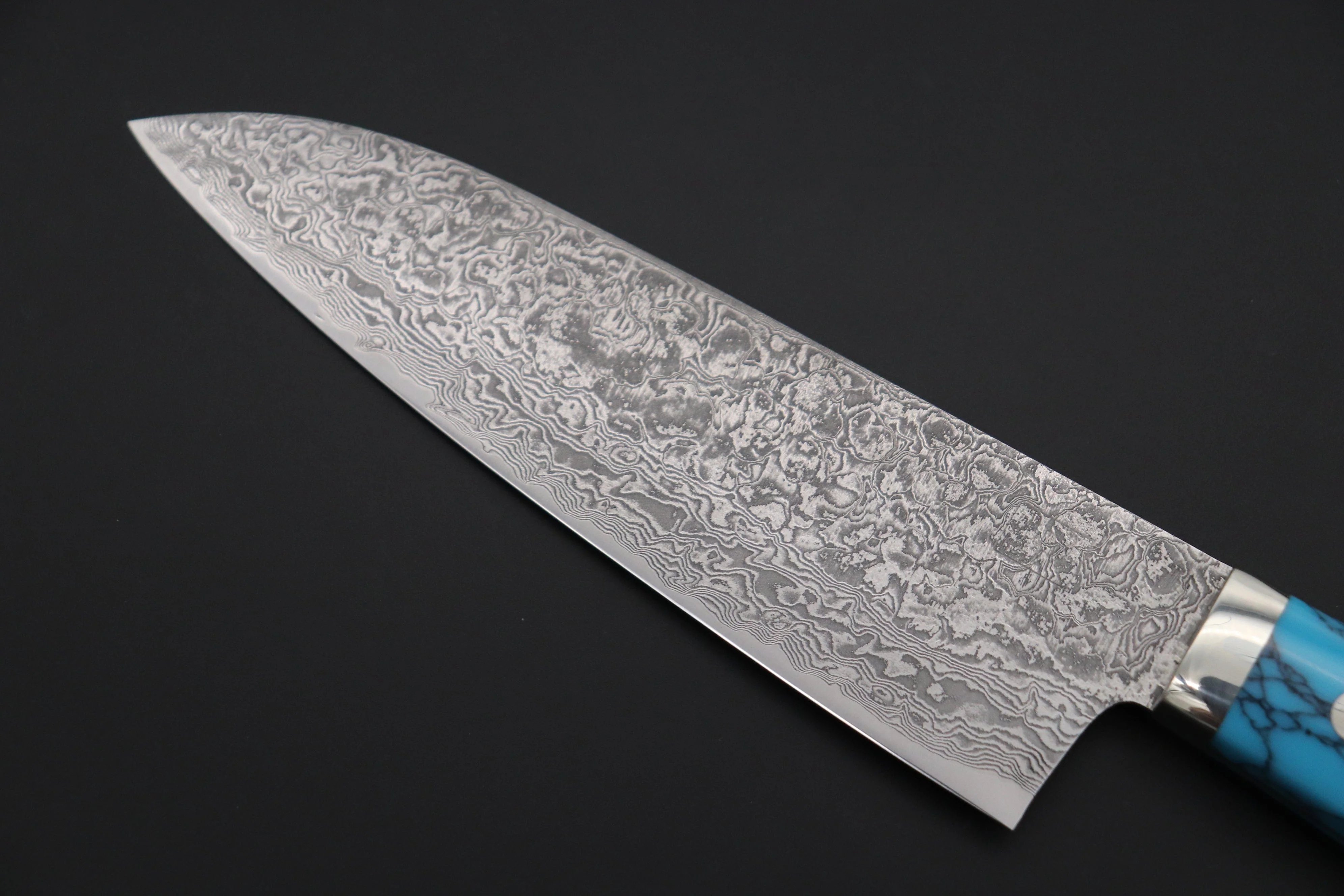 Mr. Itou & Mr. Nagata "Treasure & Pleasure" Limited Edition R-2 Custom Damascus Gyuto 160mm (6.2 inch, "Turquoise Gem-Composite Stone Handle", IT-9) - Image 2