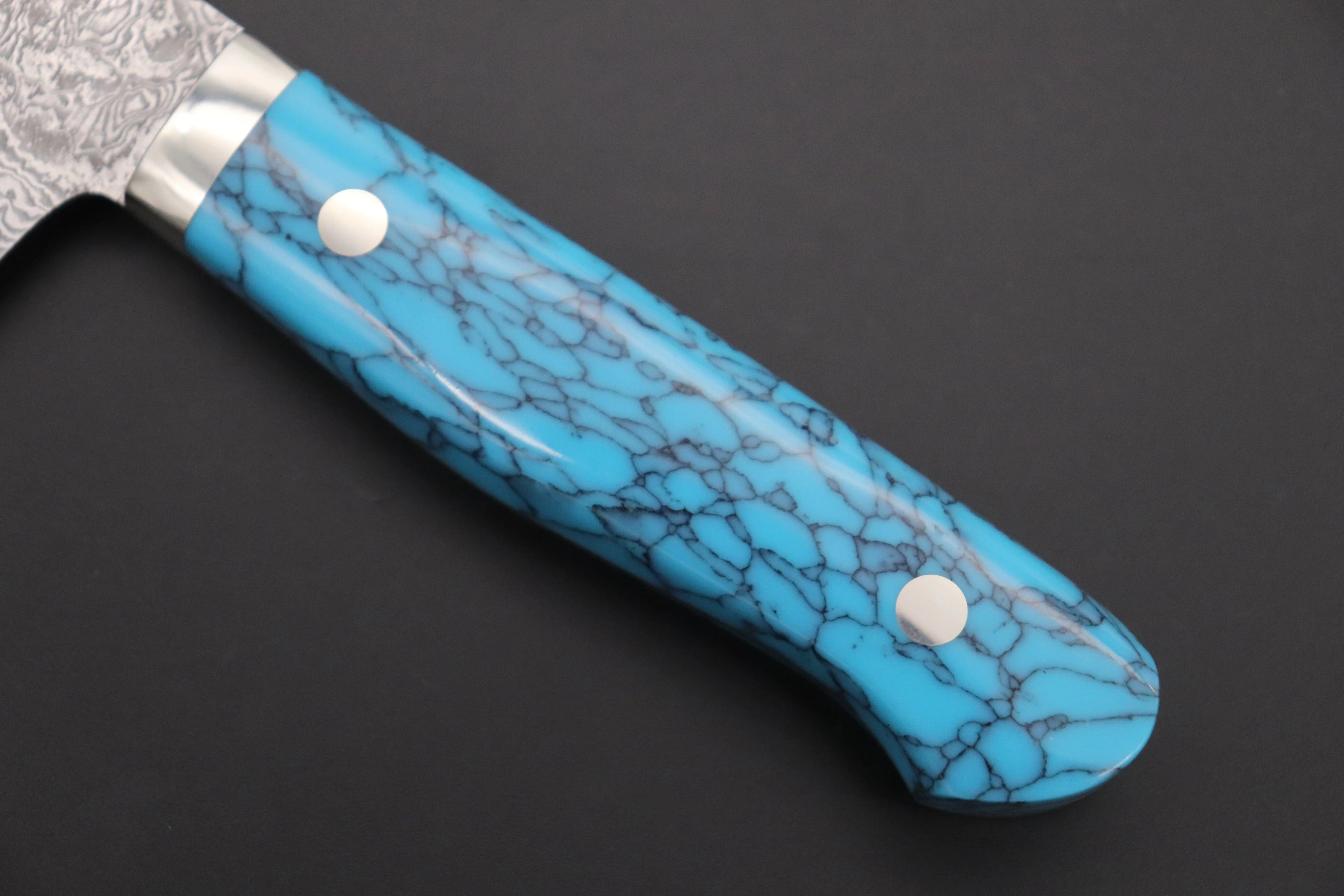 Mr. Itou & Mr. Nagata "Treasure & Pleasure" Limited Edition R-2 Custom Damascus Gyuto 160mm (6.2 inch, "Turquoise Gem-Composite Stone Handle", IT-9) - Image 3