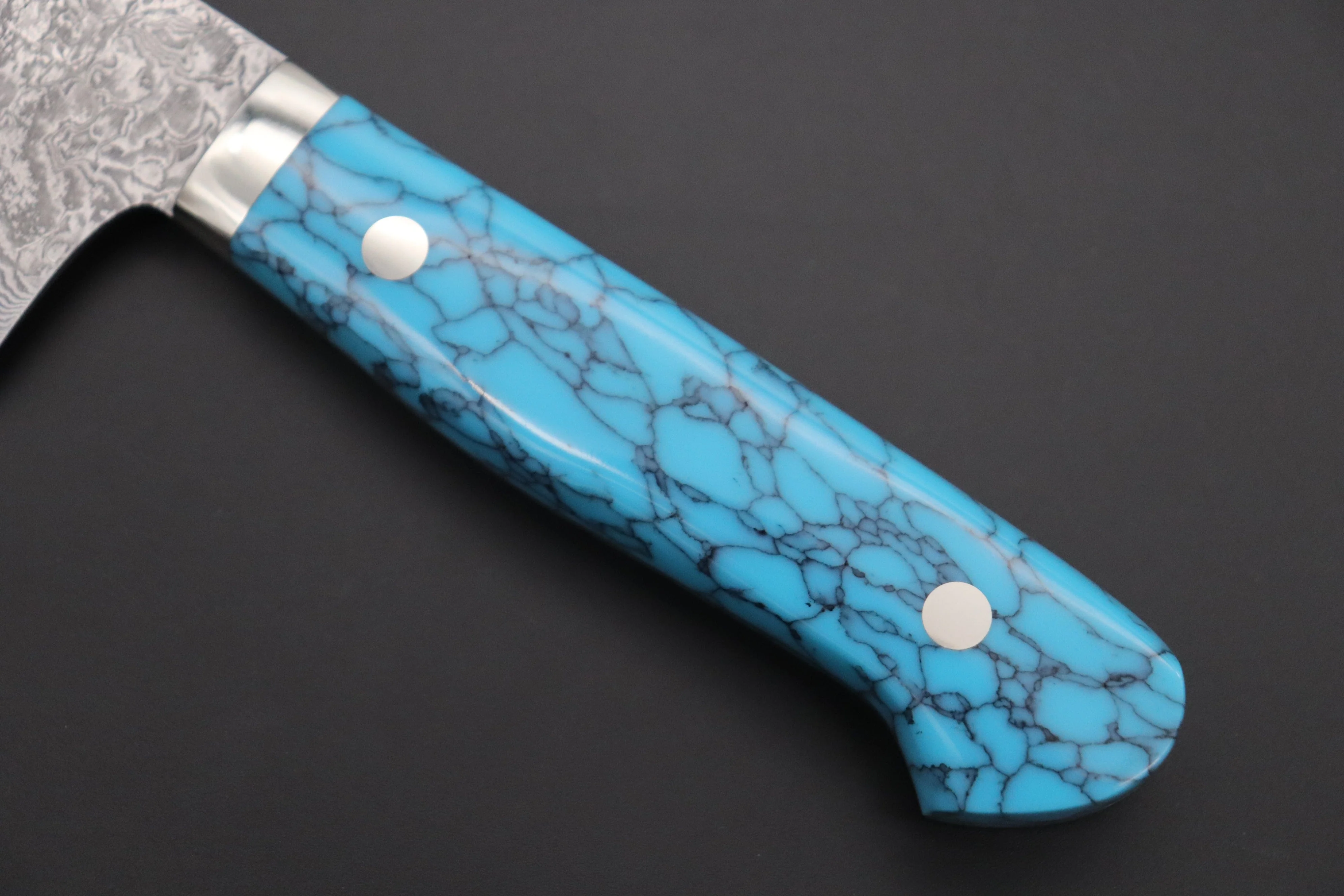 Mr. Itou & Mr. Nagata "Treasure & Pleasure" Limited Edition R-2 Custom Damascus Gyuto 165mm (6.4 inch, "Turquoise Gem-Composite Stone Handle", IT-10) - Image 3