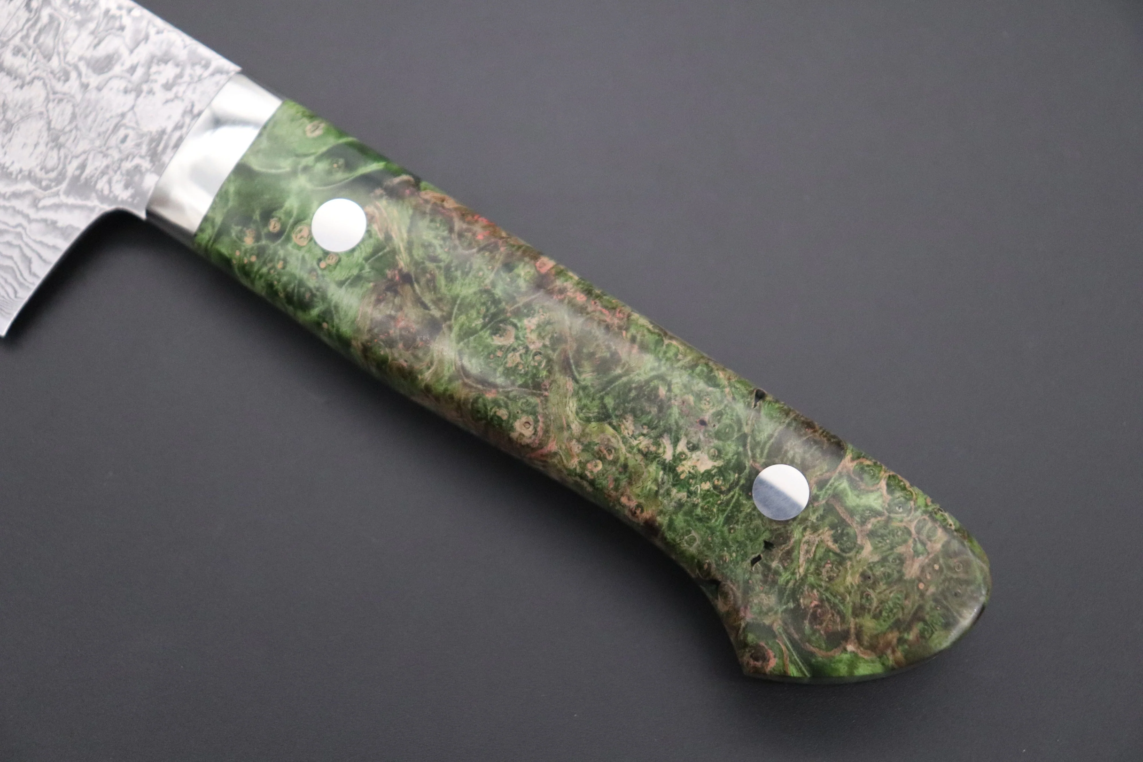 Mr. Itou & Mr. Nagata "Treasure & Pleasure" Limited Edition R-2 Custom Damascus Gyuto 190mm (7.4 inch,  "Stabilized Boxelder wood Handle",  IT-14) - Image 3