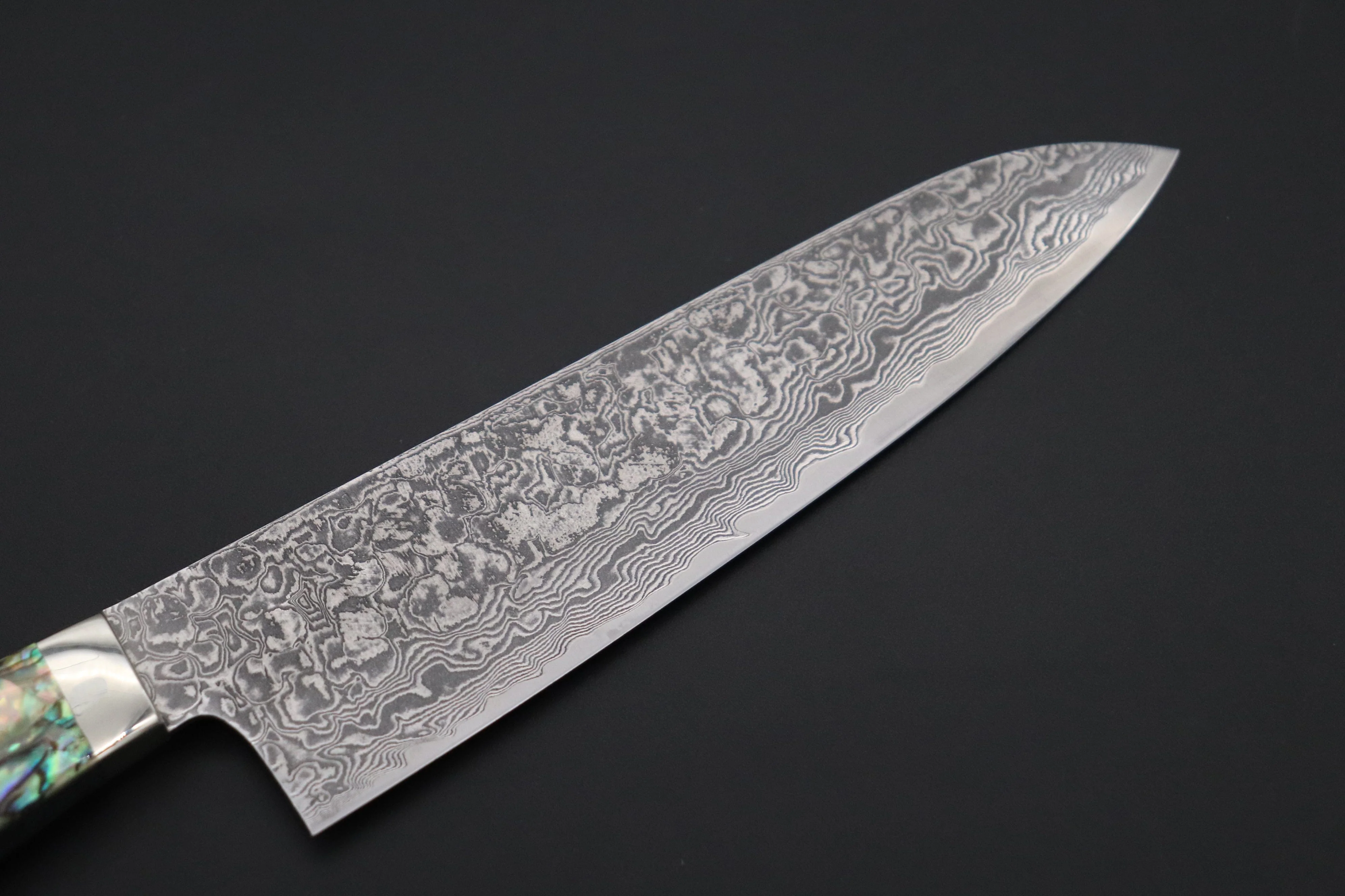 Mr. Itou & Mr. Nagata "Treasure & Pleasure" Limited Edition R-2 Custom Damascus Petty 135mm (5.3 inch, "Abalone Handle", IT-3) - Image 6