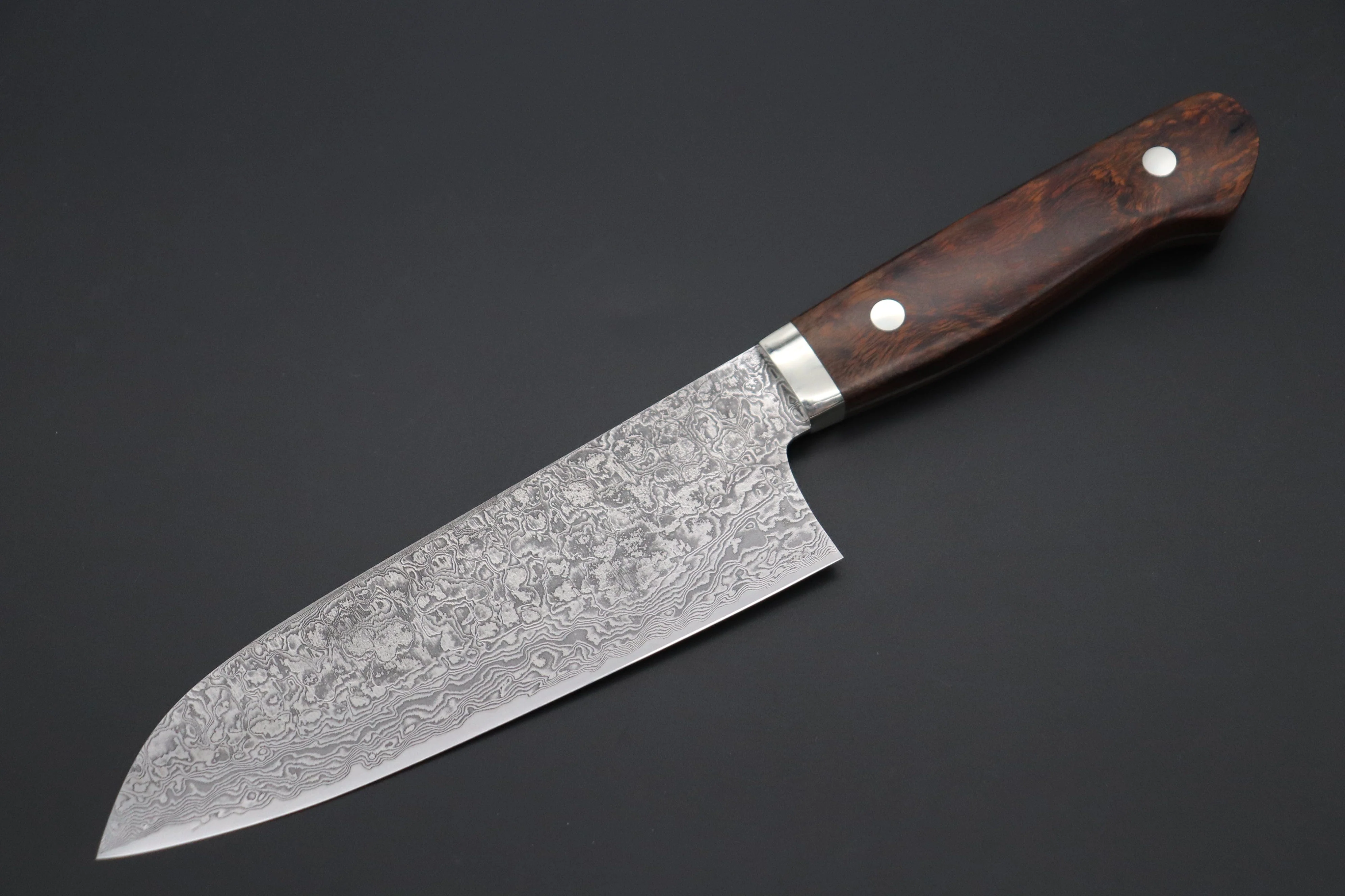 Mr. Itou & Mr. Nagata "Treasure & Pleasure" Limited Edition R-2 Custom Damascus Santoku 158mm (6.2 inch, "Desert Ironwood Handle", IT-5)