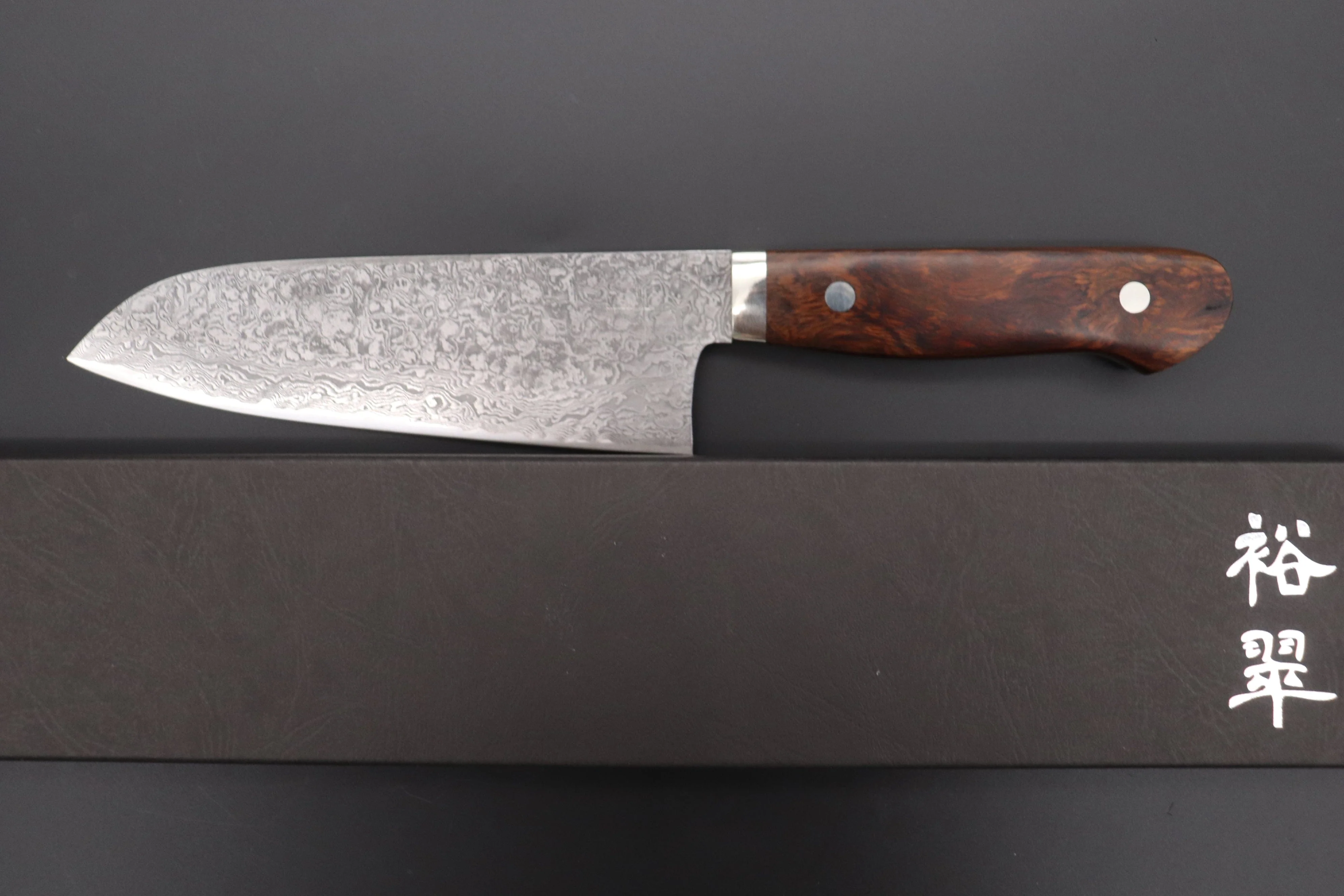 Mr. Itou & Mr. Nagata "Treasure & Pleasure" Limited Edition R-2 Custom Damascus Santoku 158mm (6.2 inch, "Desert Ironwood Handle", IT-5) - Image 8