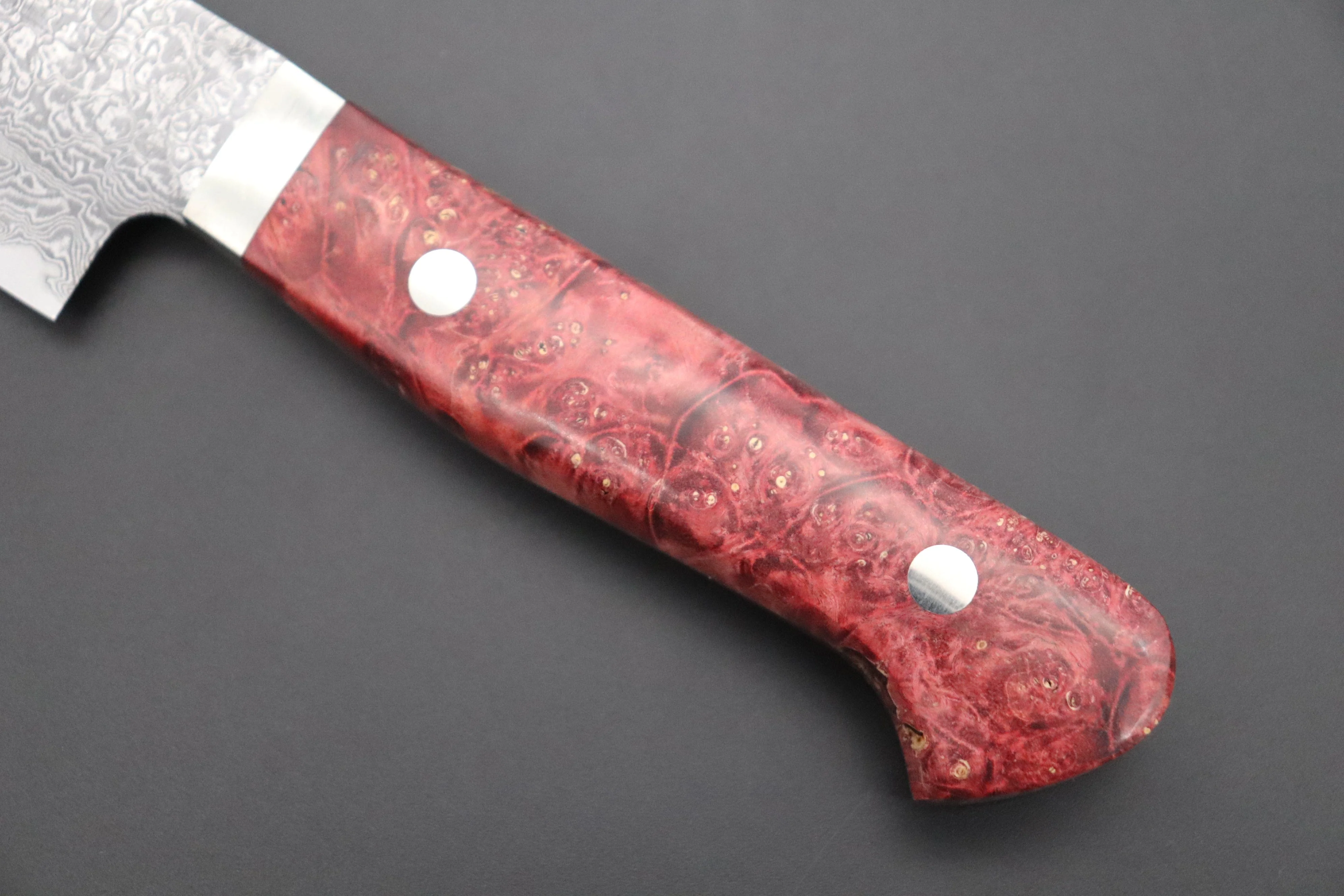 Mr. Itou R-2 Custom Damascus Gyuto 155mm (6.4 inch, Stabilized Red-color Maple Burl Wood Handle, IT-234) - Image 3