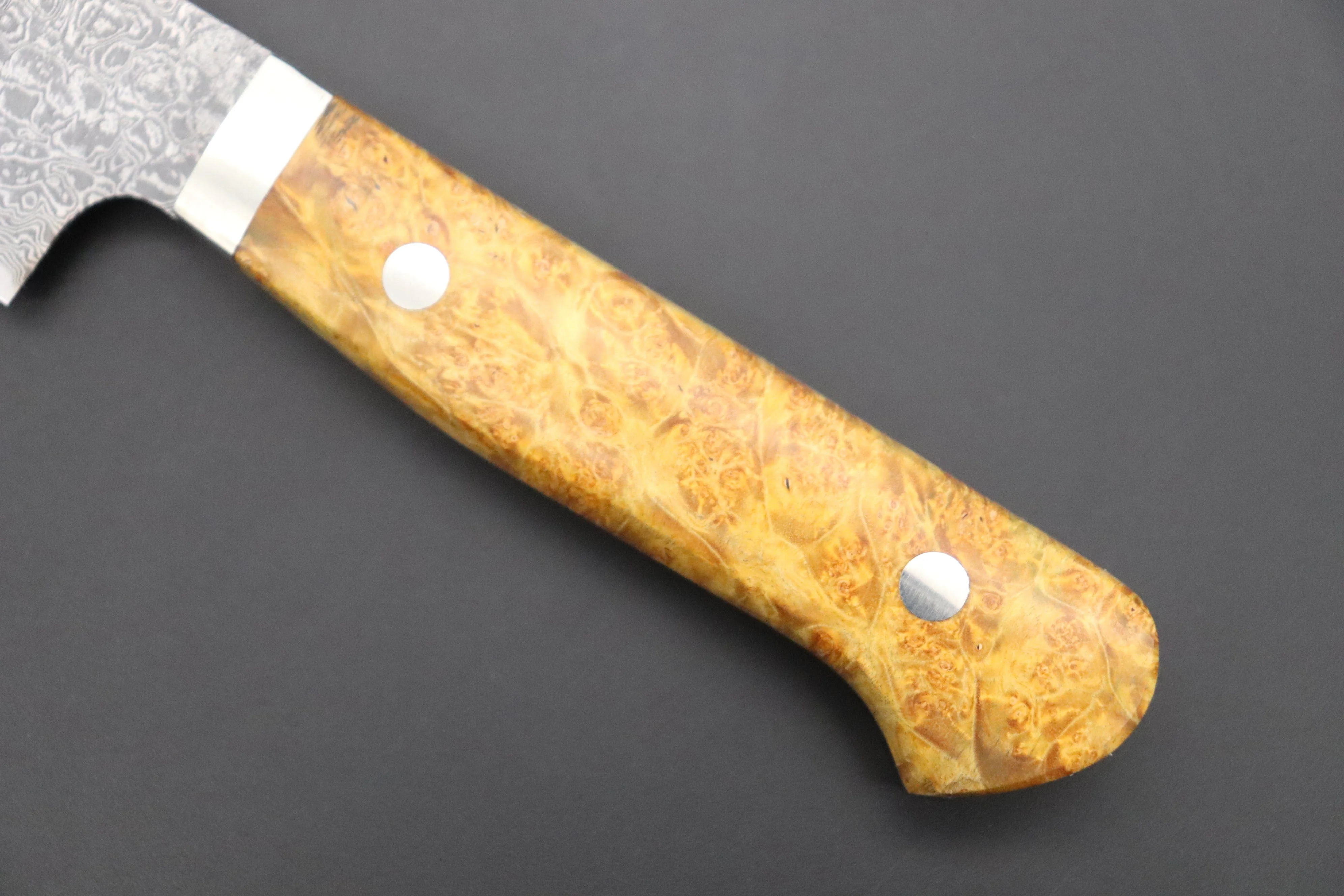 Mr. Itou R-2 Custom Damascus Gyuto 160mm (6.2 inch, Stabilized Yellow-color Maple Burl Wood Handle, IT-237) - Image 3