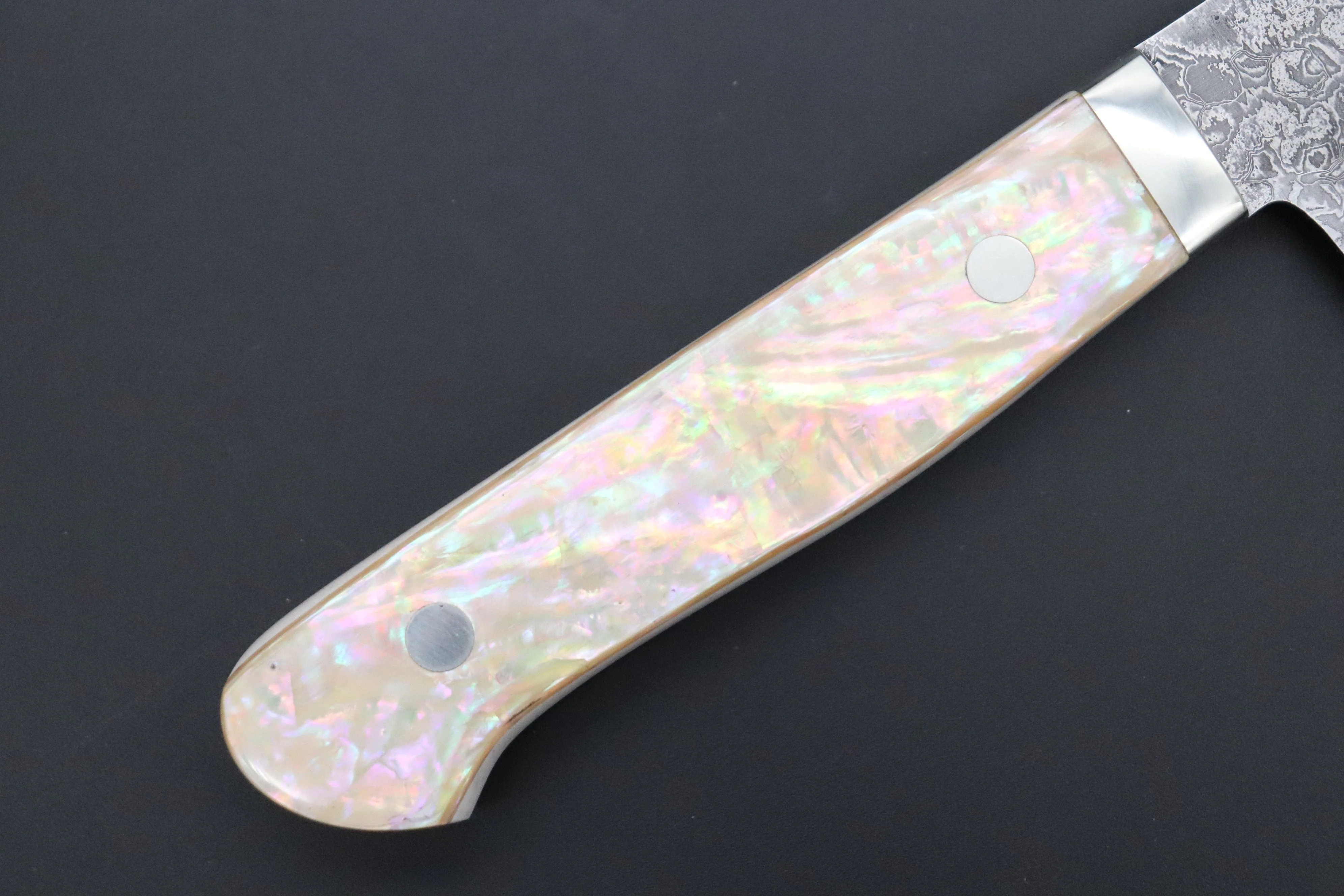 Mr. Itou R-2 Custom Damascus Gyuto 170mm (6.6 inch) "White Abalone Handle" (IT-233) - Image 7