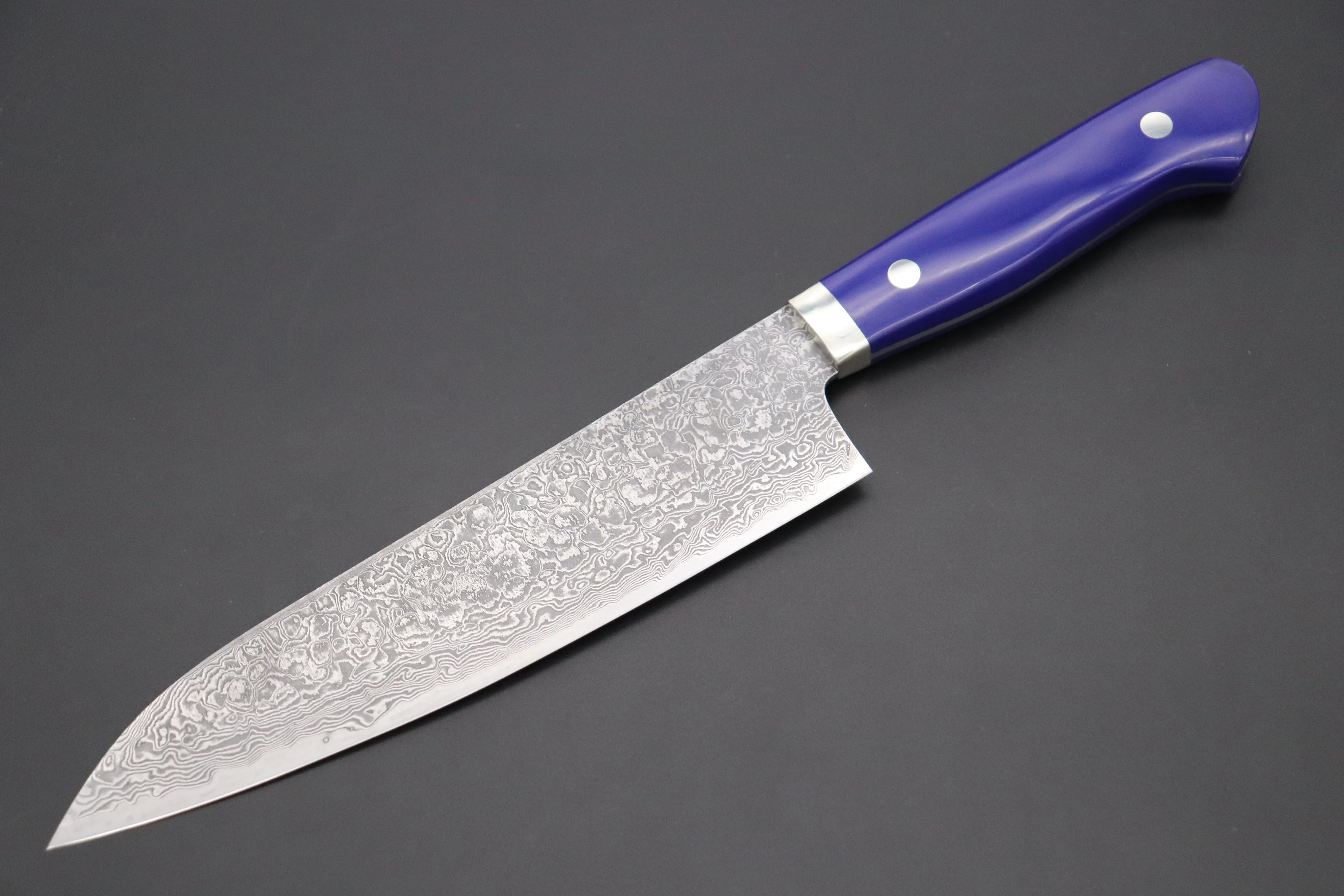Mr. Itou R-2 Custom Damascus Gyuto 180mm (7 Inch) "Lapis Lazuri Gem-Composite Stone Handle"(IT-240)