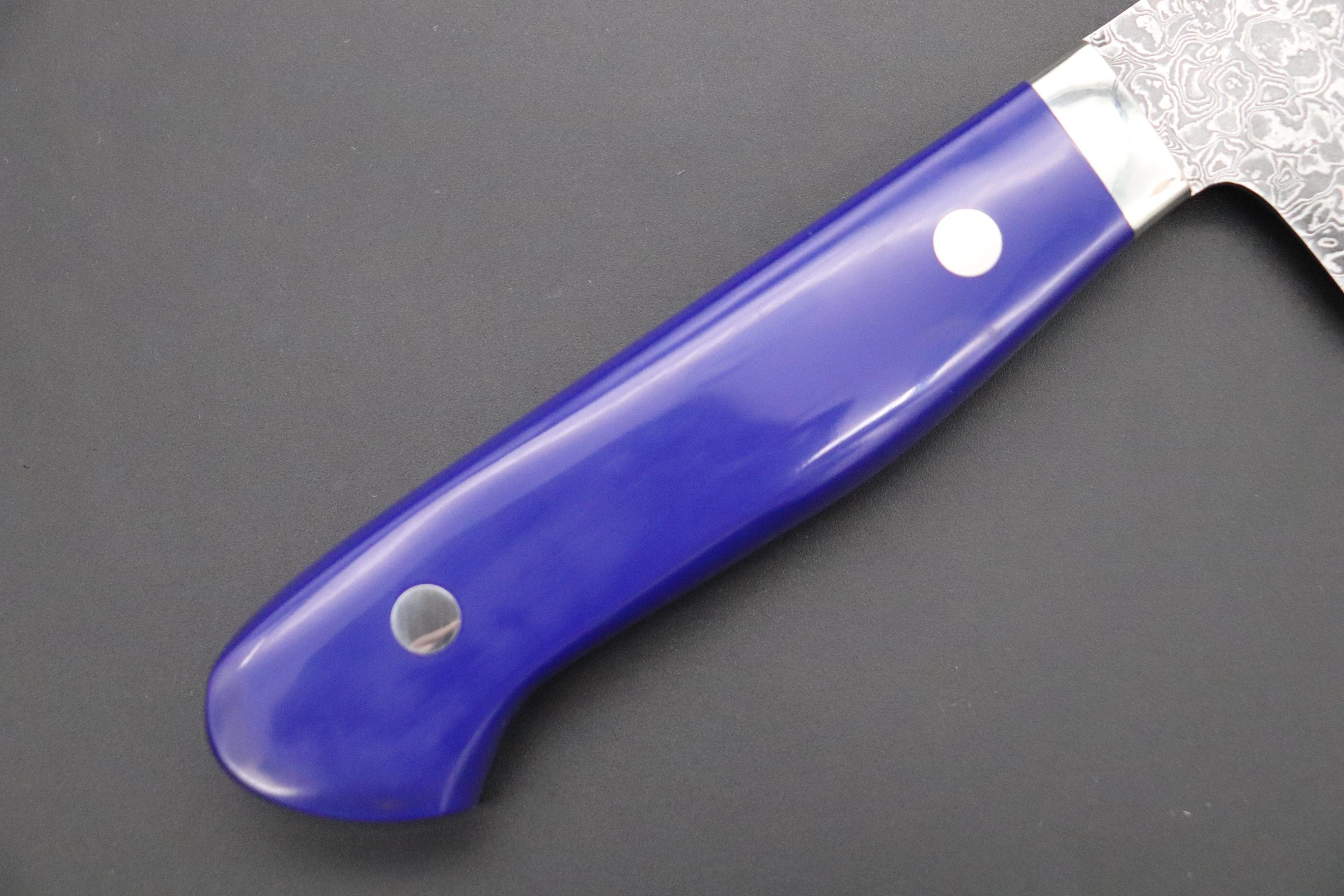 Mr. Itou R-2 Custom Damascus Gyuto 180mm (7 Inch) "Lapis Lazuri Gem-Composite Stone Handle"(IT-240) - Image 7