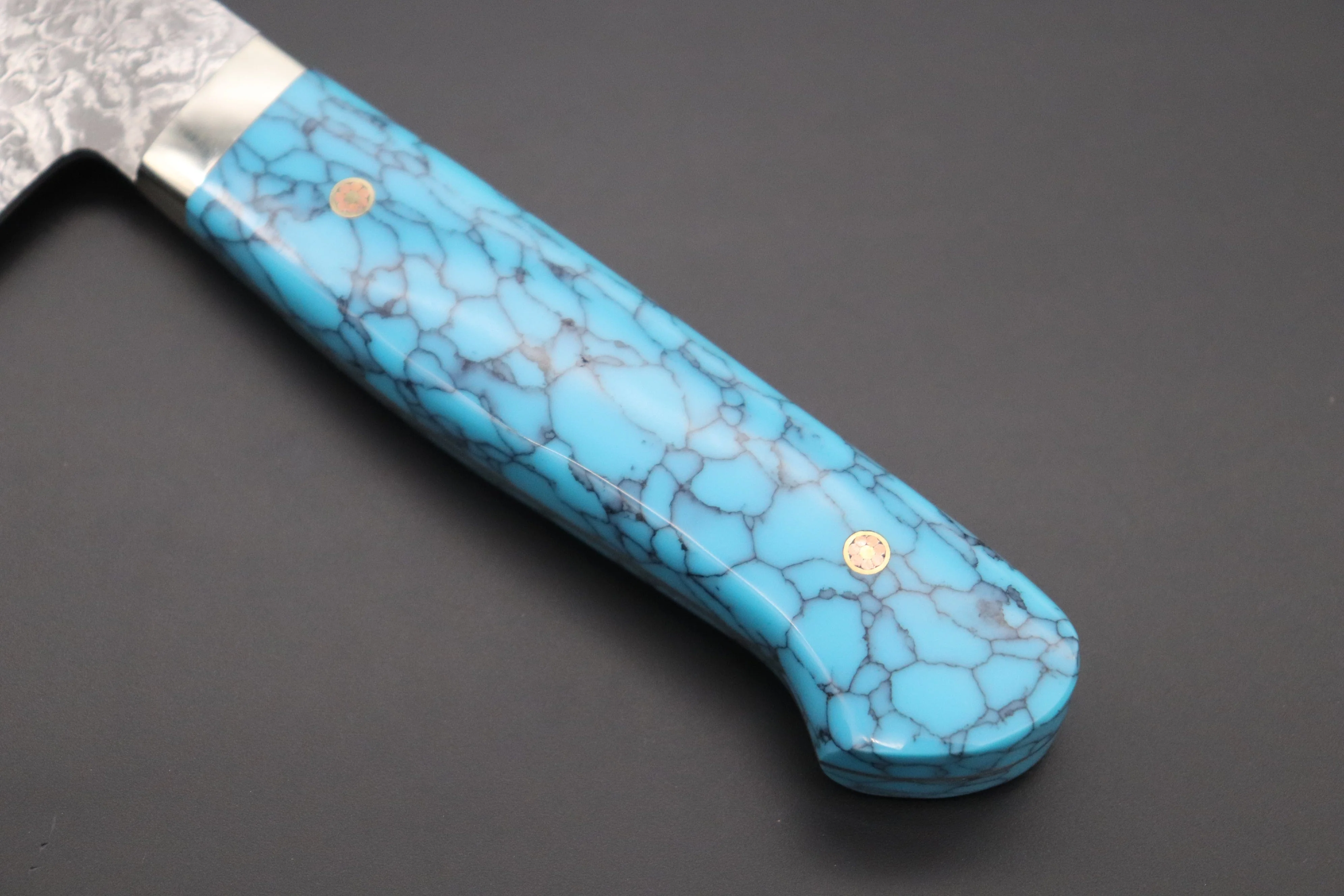 Mr. Itou R-2 Custom Damascus Gyuto 265mm (10.4 inch) "Turquoise Gem-Composite Stone Handle" (IT-4) - Image 3