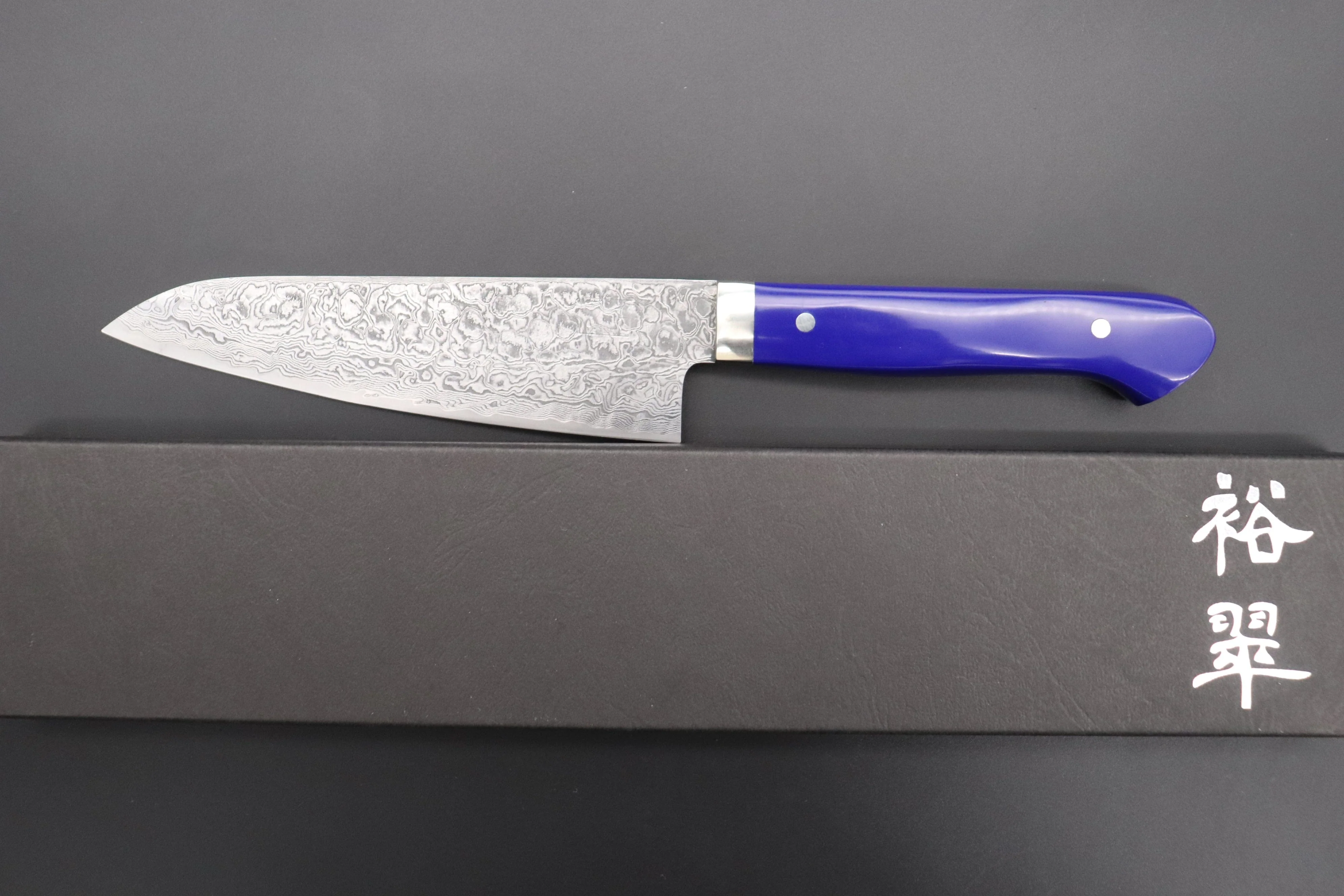 Mr. Itou R-2 Custom Damascus Petty 135mm (5.3 inch, Lapis Lazuri Gem-Composite Stone Handle, IT-217) - Image 8