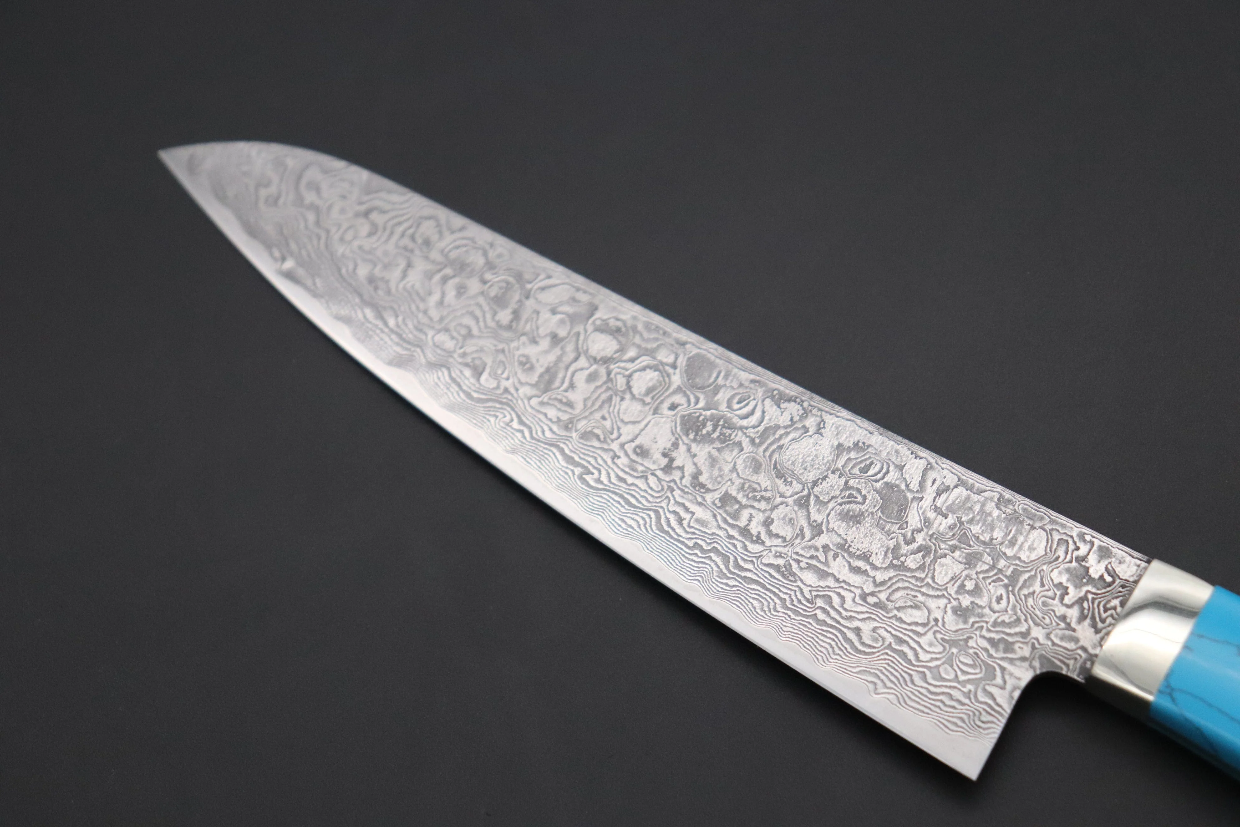 Mr. Itou R-2 Custom Damascus Petty 145mm (5.7 inch) "Turquoise Gem-Composite Stone Handle" (IT-216) - Image 2