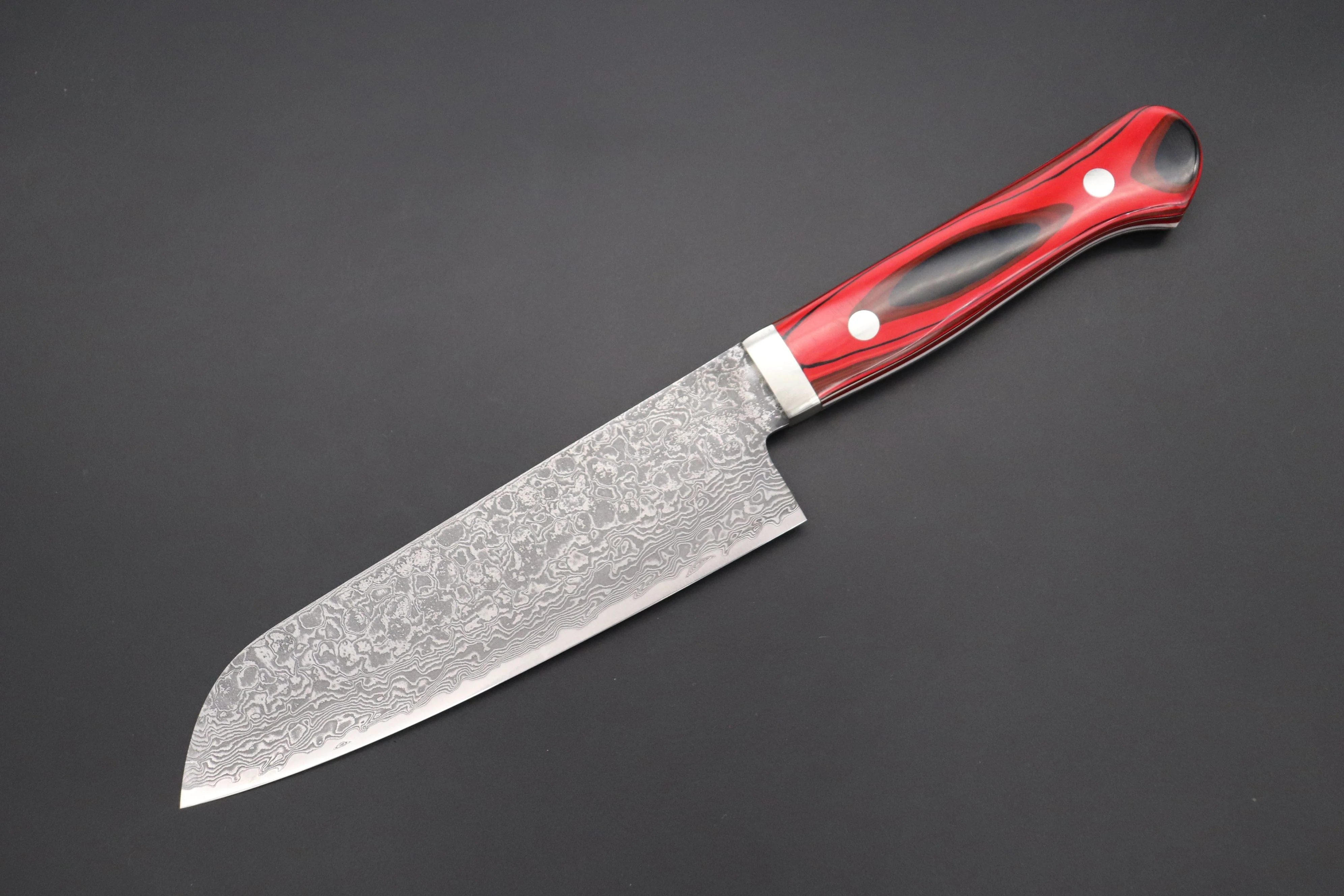 Mr. Itou R-2 Custom Damascus Santoku 155mm (6.1 inch) "Japanese Lacquer Handle" (IT-229)