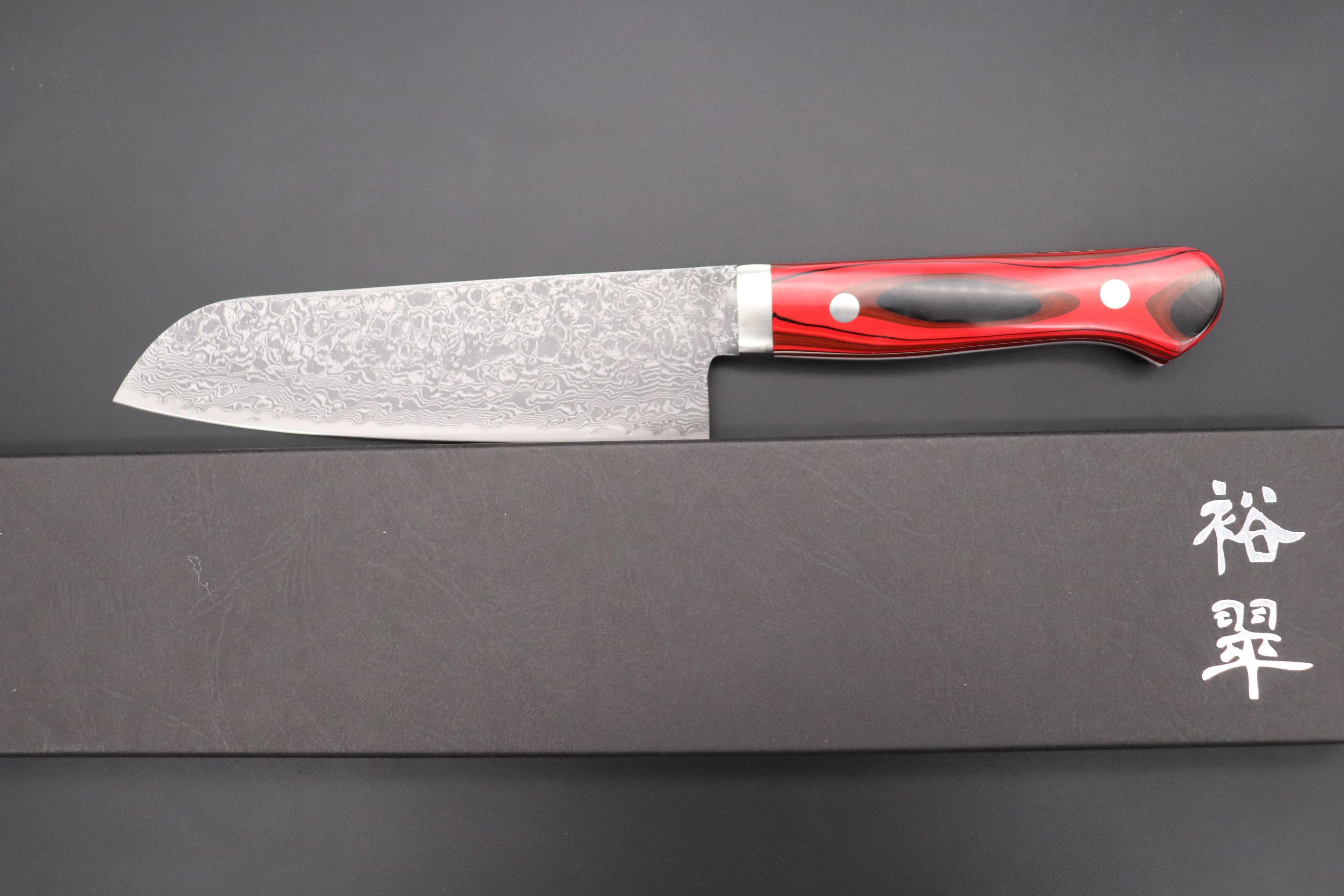 Mr. Itou R-2 Custom Damascus Santoku 155mm (6.1 inch) "Japanese Lacquer Handle" (IT-229) - Image 8
