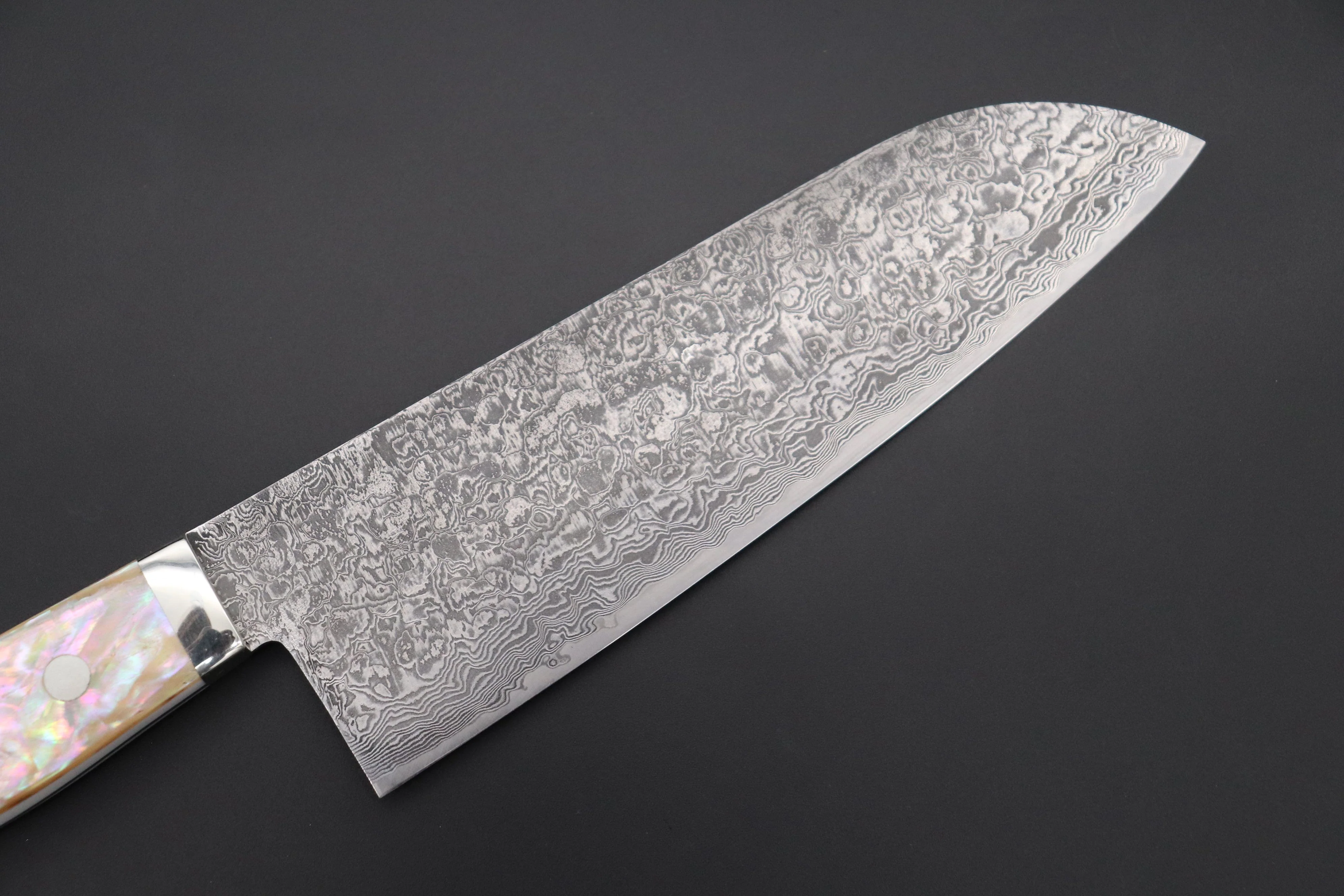 Mr. Itou R-2 Custom Damascus Santoku 170mm (6.6 inch) "White Abalone Handle" (IT-224) - Image 6