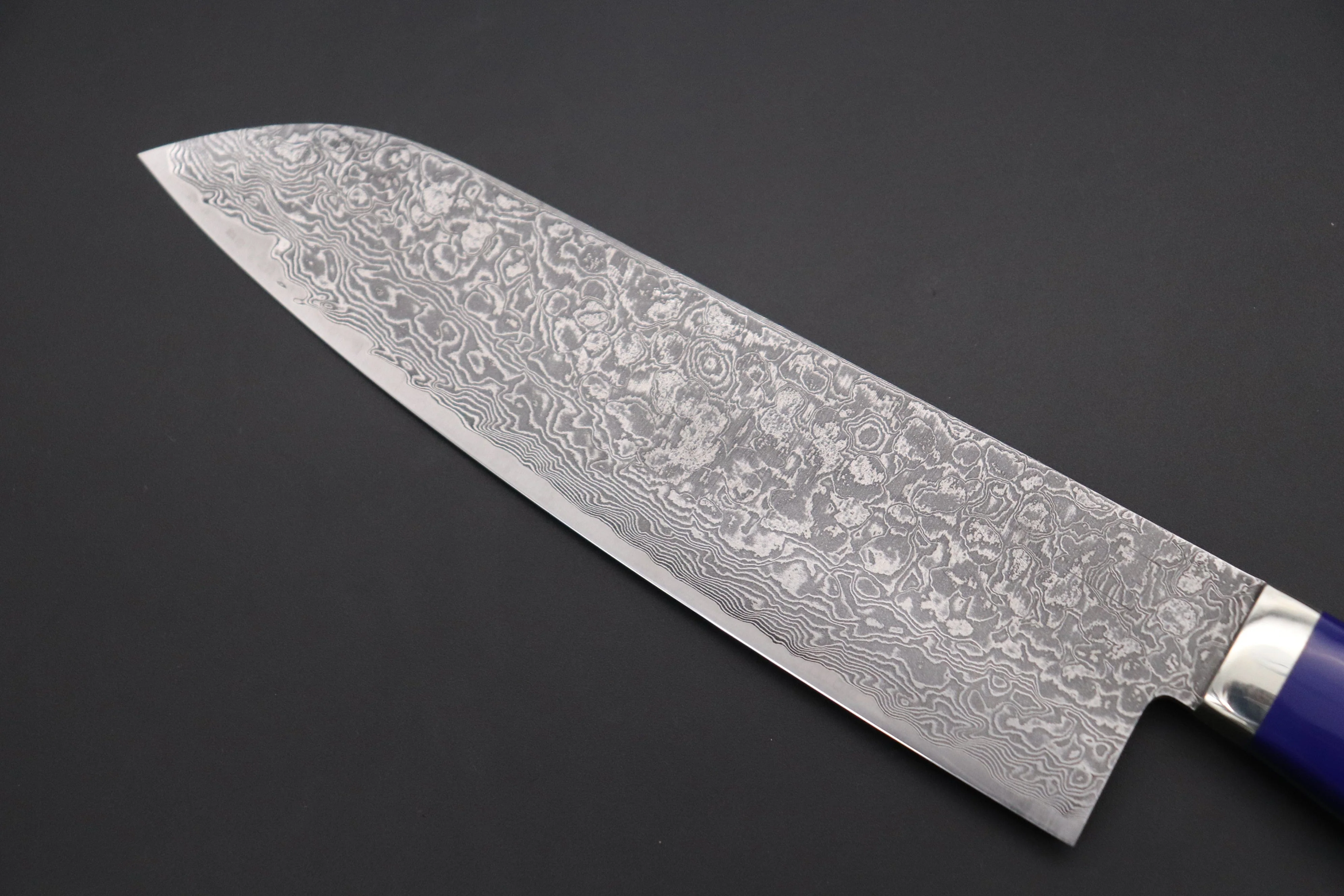 Mr. Itou R-2 Custom Damascus Santoku 180mm (7 inch) "Lapis Lazuri Gem-Composite Stone Handle" (IT-227) - Image 2