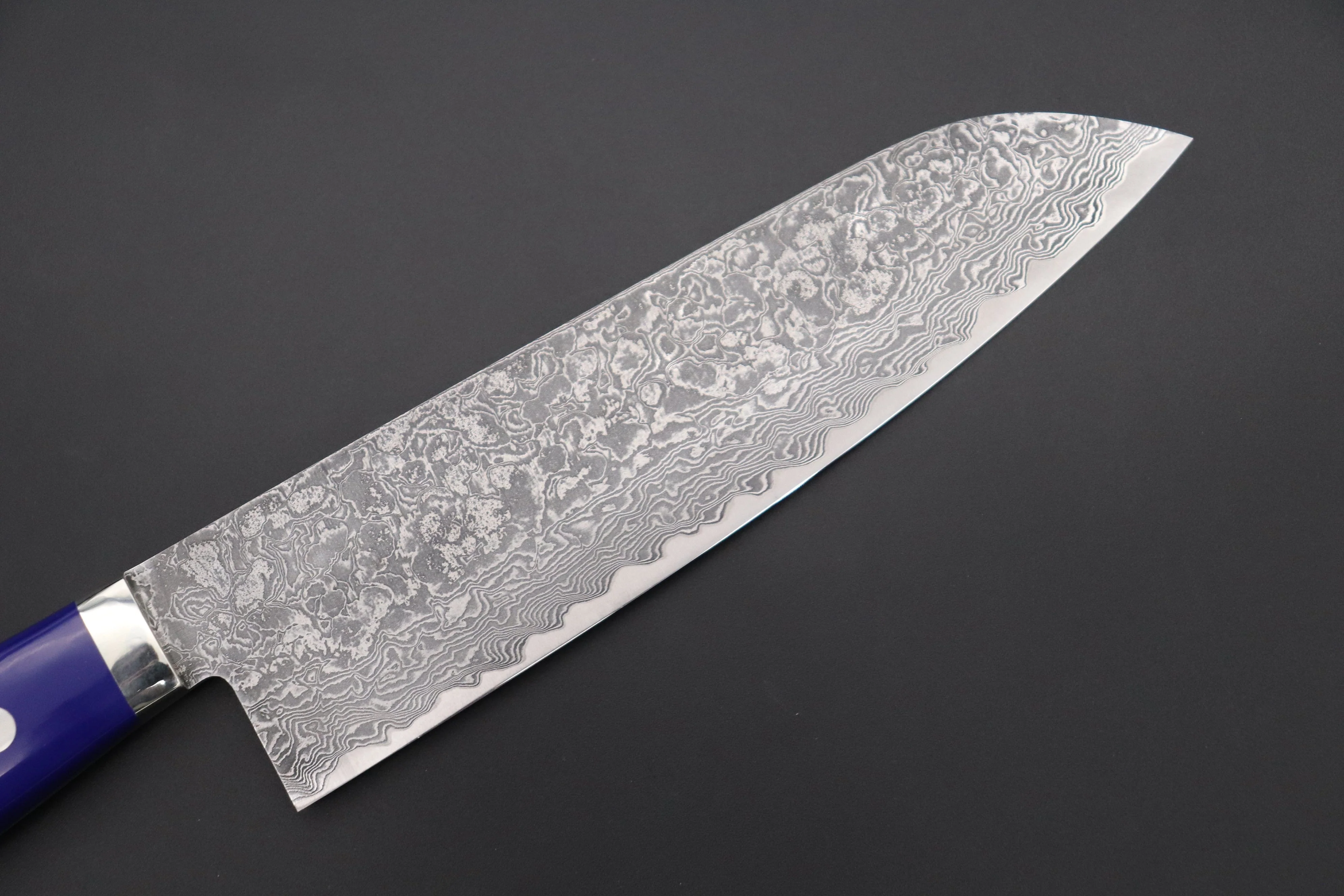 Mr. Itou R-2 Custom Damascus Santoku 180mm (7 inch) "Lapis Lazuri Gem-Composite Stone Handle" (IT-227) - Image 6