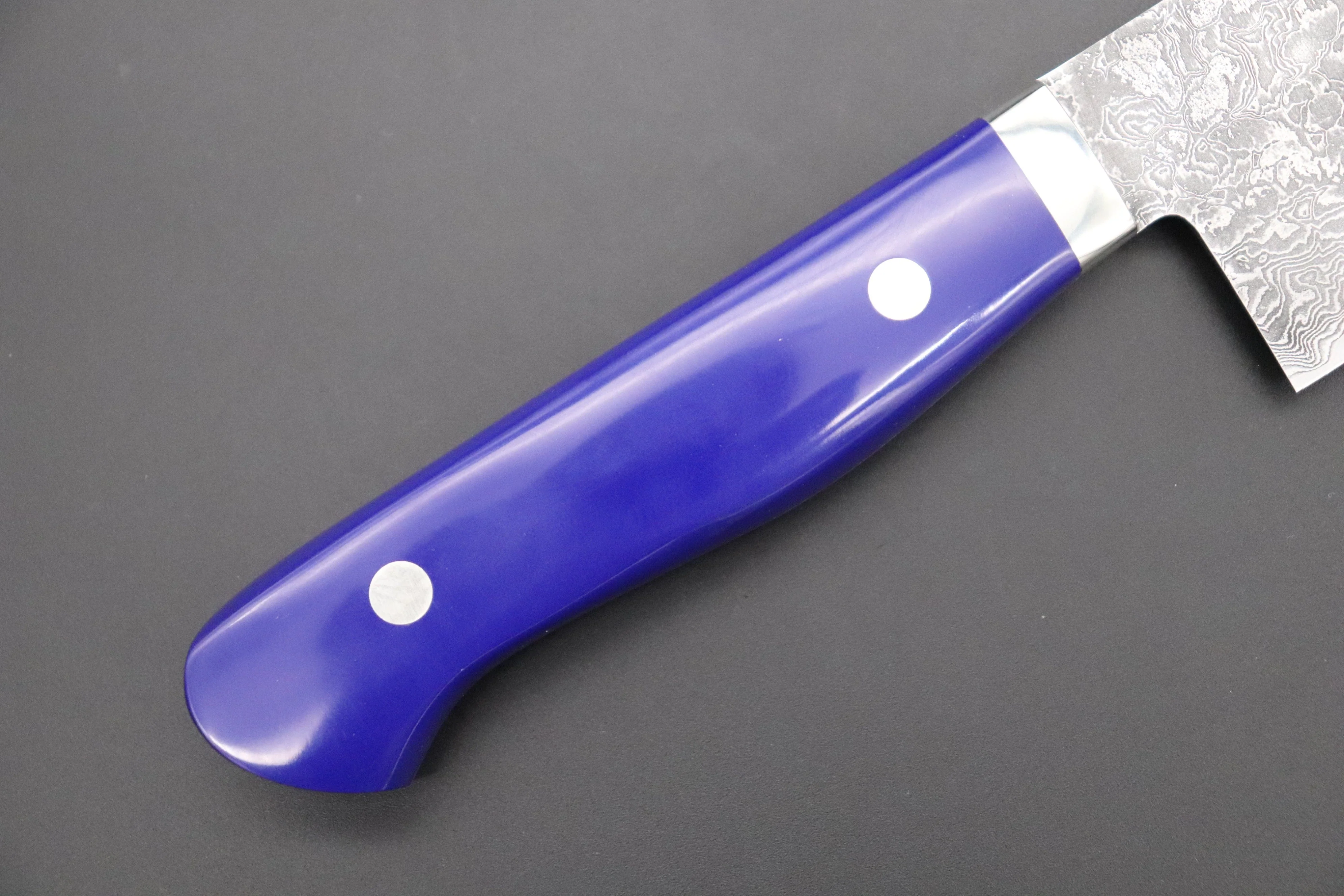 Mr. Itou R-2 Custom Damascus Santoku 180mm (7 inch) "Lapis Lazuri Gem-Composite Stone Handle" (IT-227) - Image 7