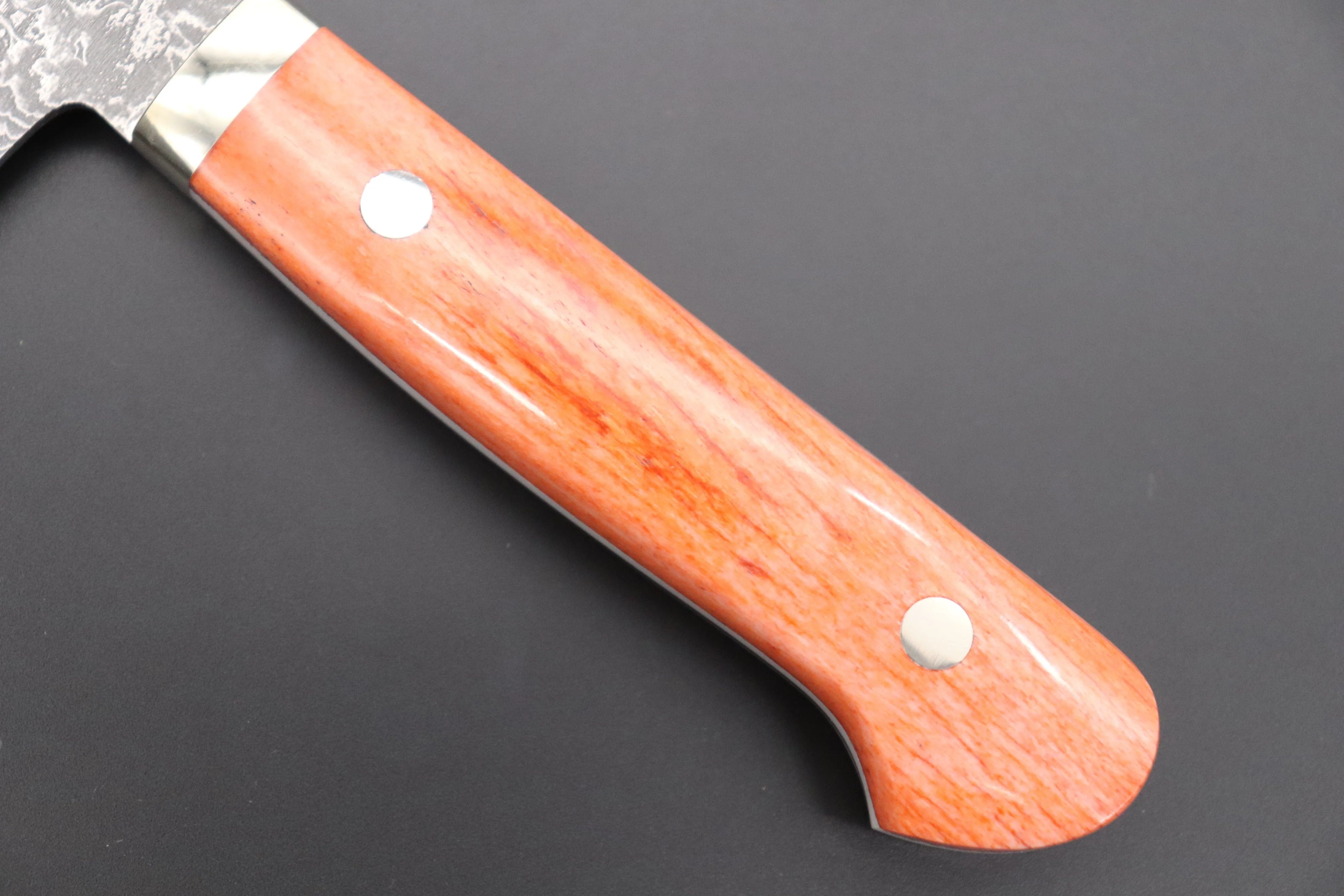 Mr. Itou R-2 Custom Damascus Santoku 180mm (7inch) "Sunny Orange Color Camel Bone Handle" (IT-902) - Image 3