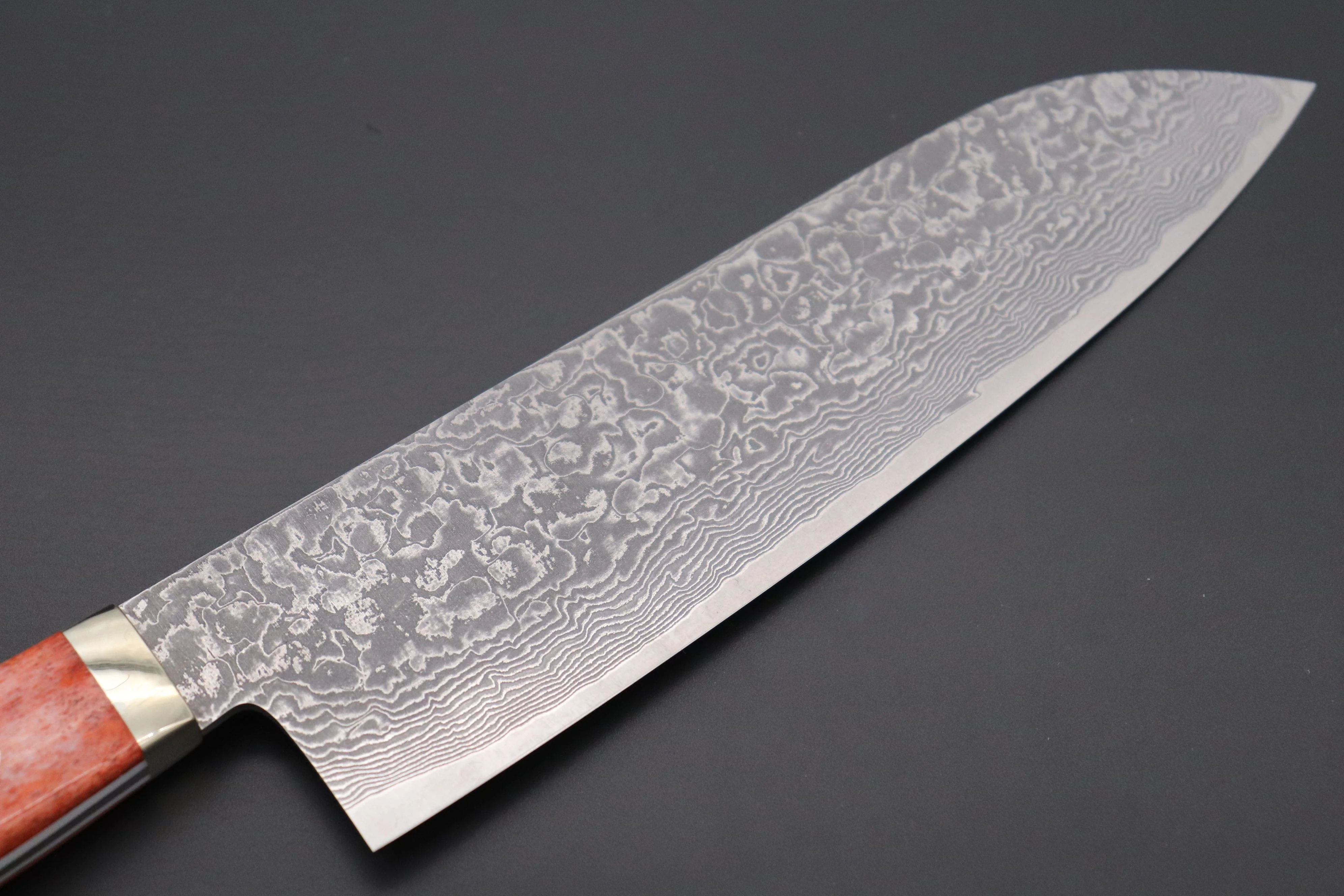 Mr. Itou R-2 Custom Damascus Santoku 180mm (7inch) "Sunny Orange Color Camel Bone Handle" (IT-902) - Image 6