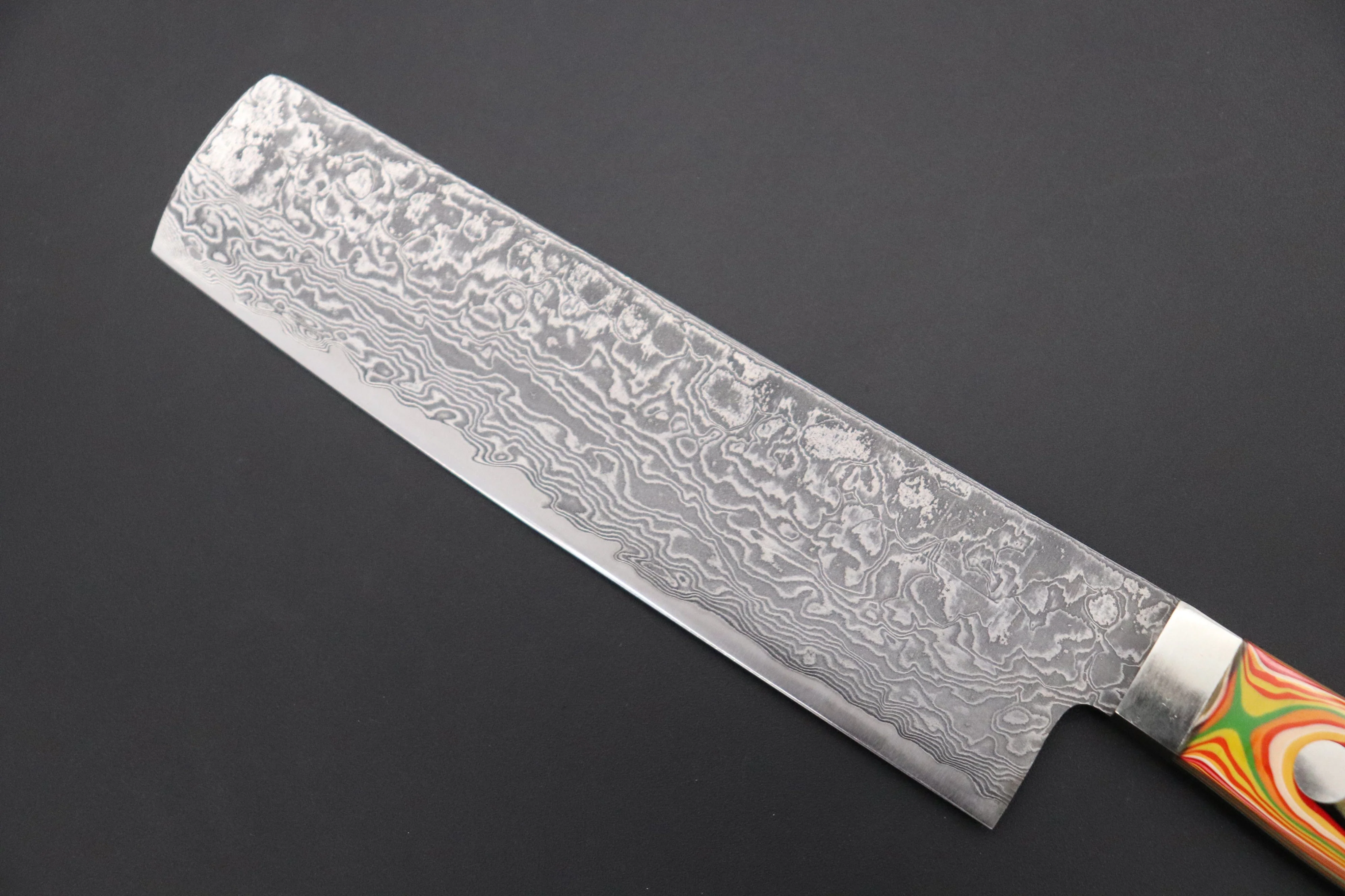 Mr. Itou R-2 Custom Damascus Small-Nakiri 130mm (5.1 inch) "Japanese Lacquer Handle" (IT-221) - Image 2