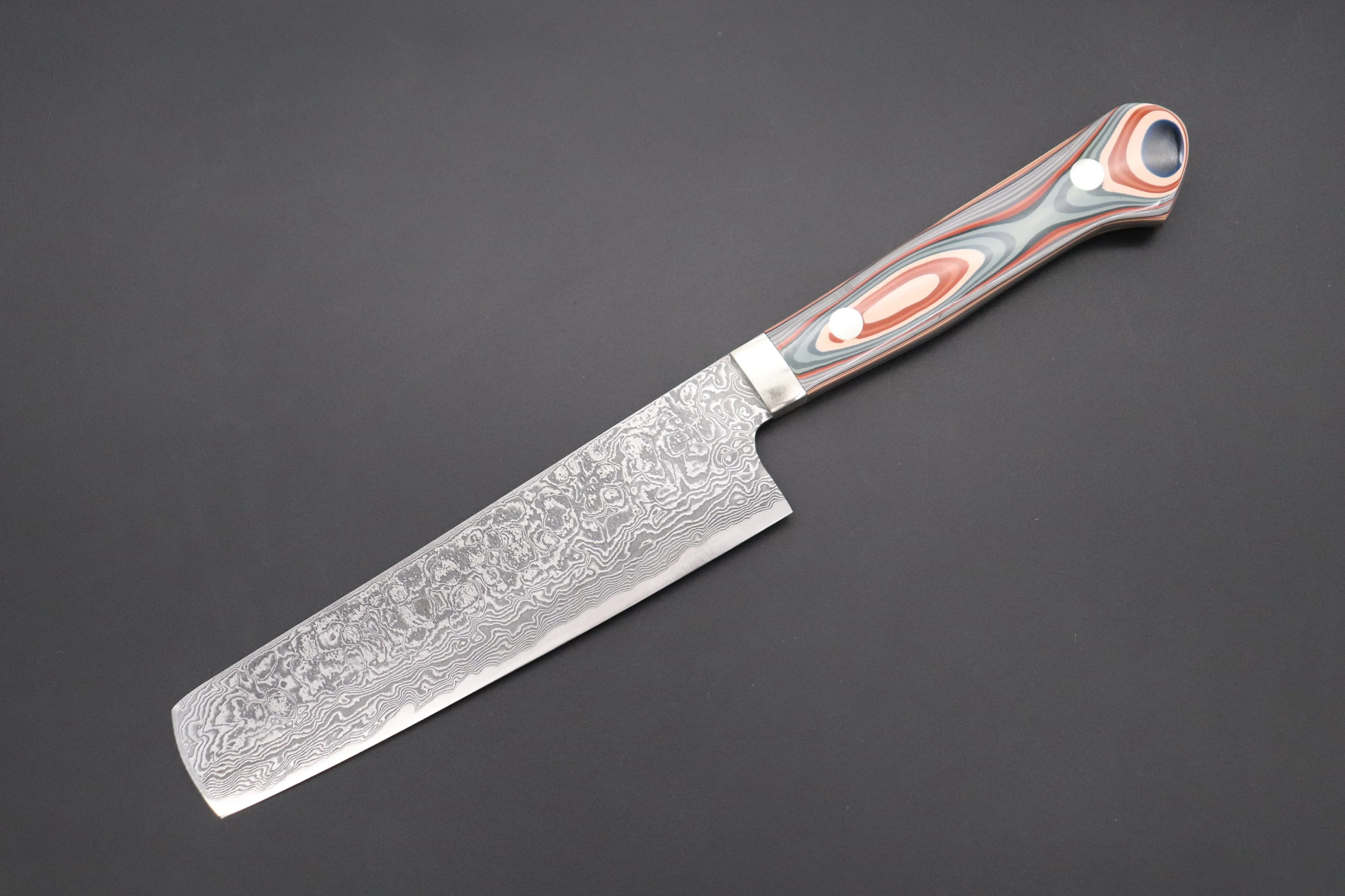 Mr. Itou R-2 Custom Damascus Small-Nakiri 135mm (5.3 inch) "Japanese Lacquer Handle" (IT-222)