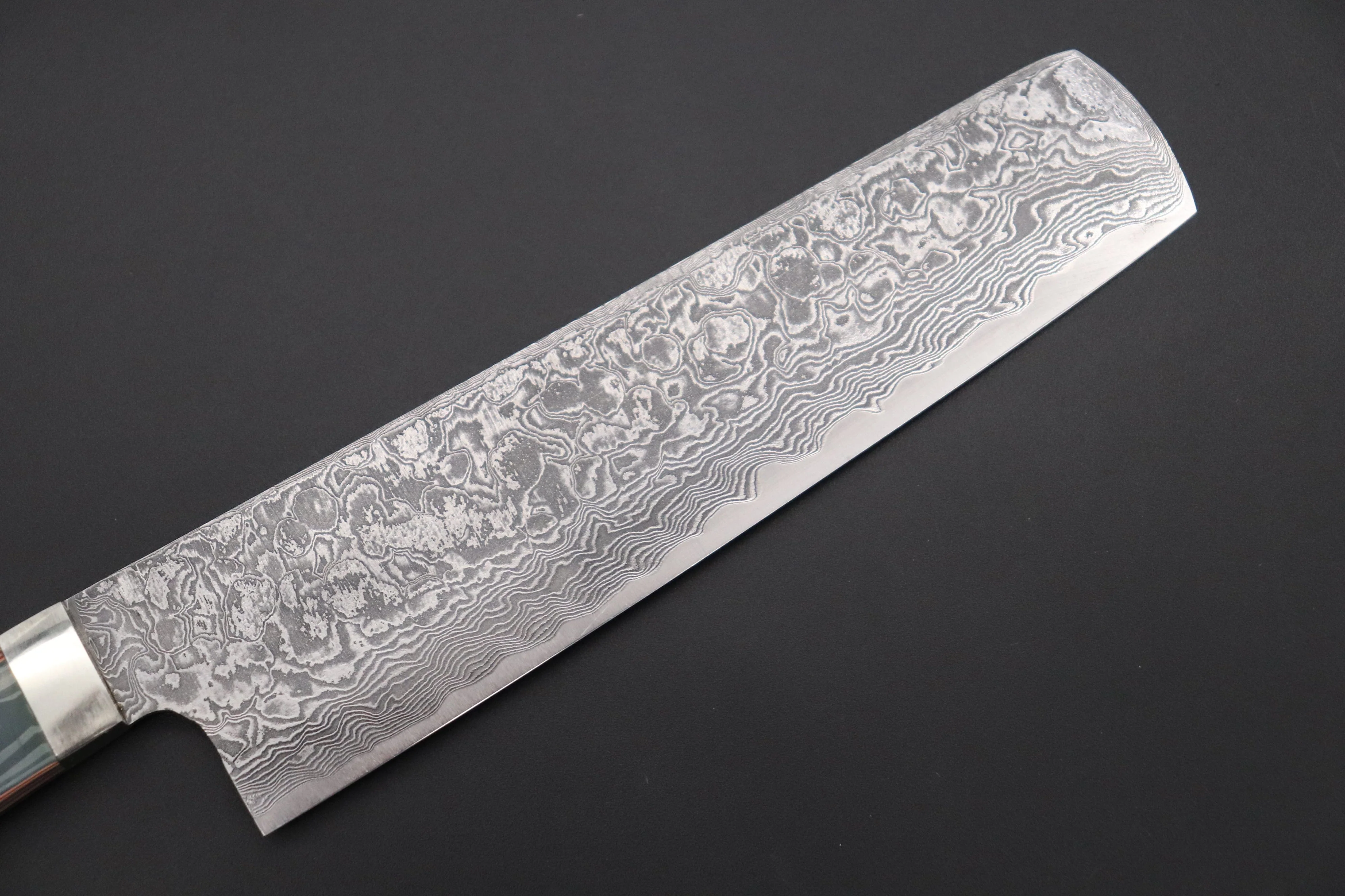 Mr. Itou R-2 Custom Damascus Small-Nakiri 135mm (5.3 inch) "Japanese Lacquer Handle" (IT-222) - Image 6