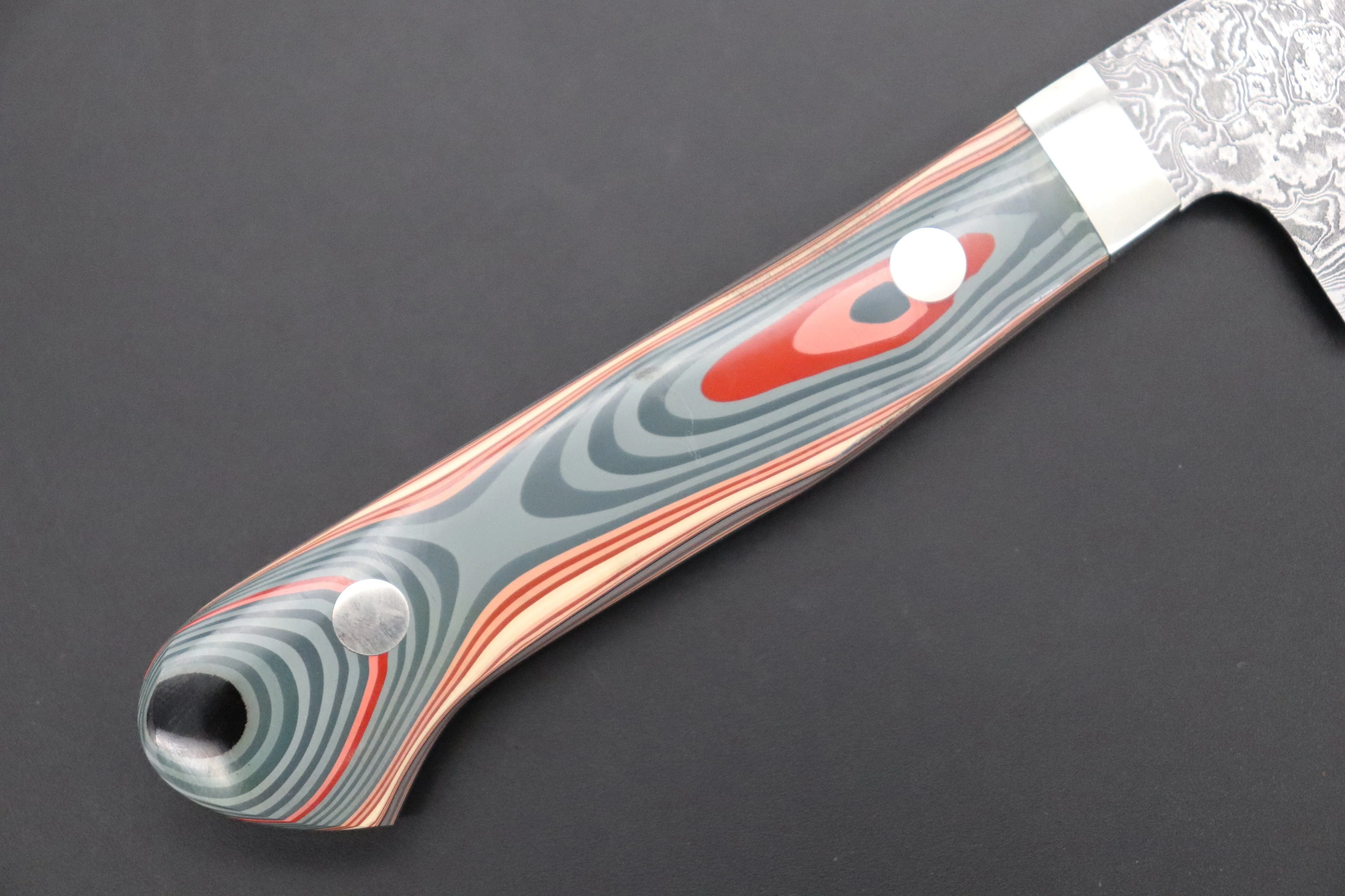 Mr. Itou R-2 Custom Damascus Small-Nakiri 135mm (5.3 inch) "Japanese Lacquer Handle" (IT-222) - Image 7