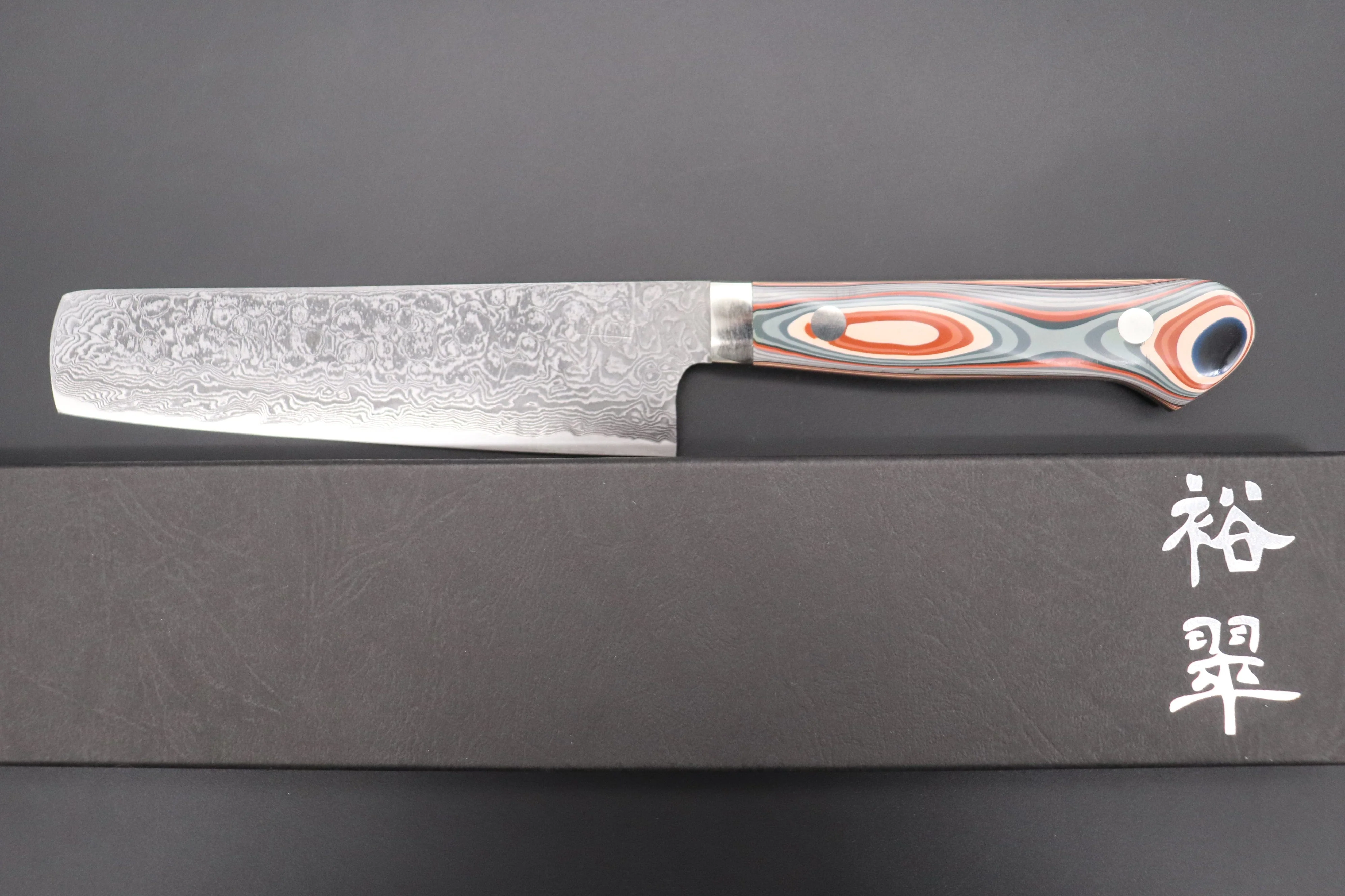 Mr. Itou R-2 Custom Damascus Small-Nakiri 135mm (5.3 inch) "Japanese Lacquer Handle" (IT-222) - Image 8