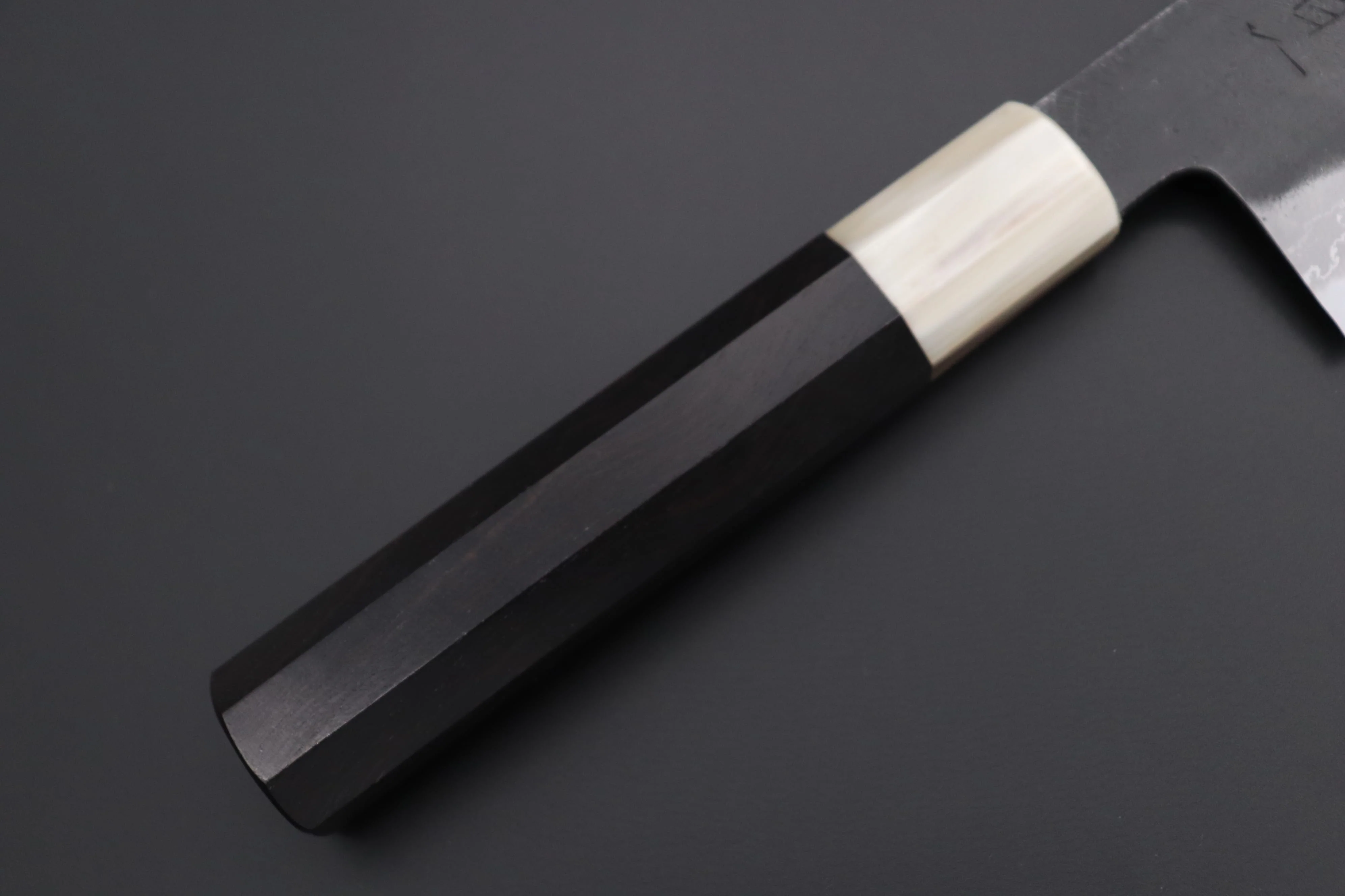 Mutsumi Hinoura White Steel No.1 Kurouchi Damascus Series "White Storm" MWS-6 Wa Gyuto 210mm (8.2 Inch) - Image 3