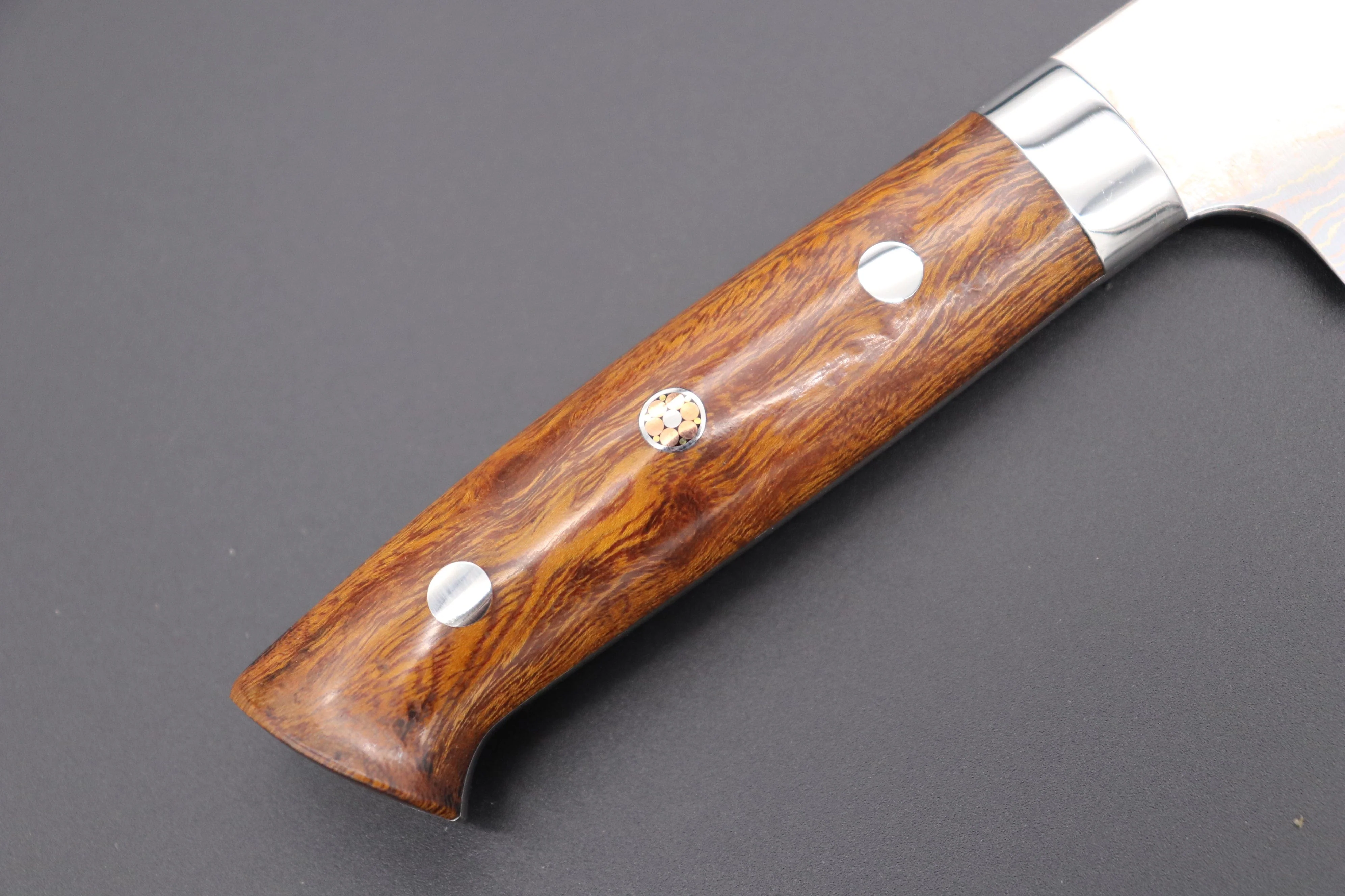 Master Saji Rainbow Damascus Series Gyuto (180mm to 270mm, 4 Sizes, Ironwood Handle) - Image 3