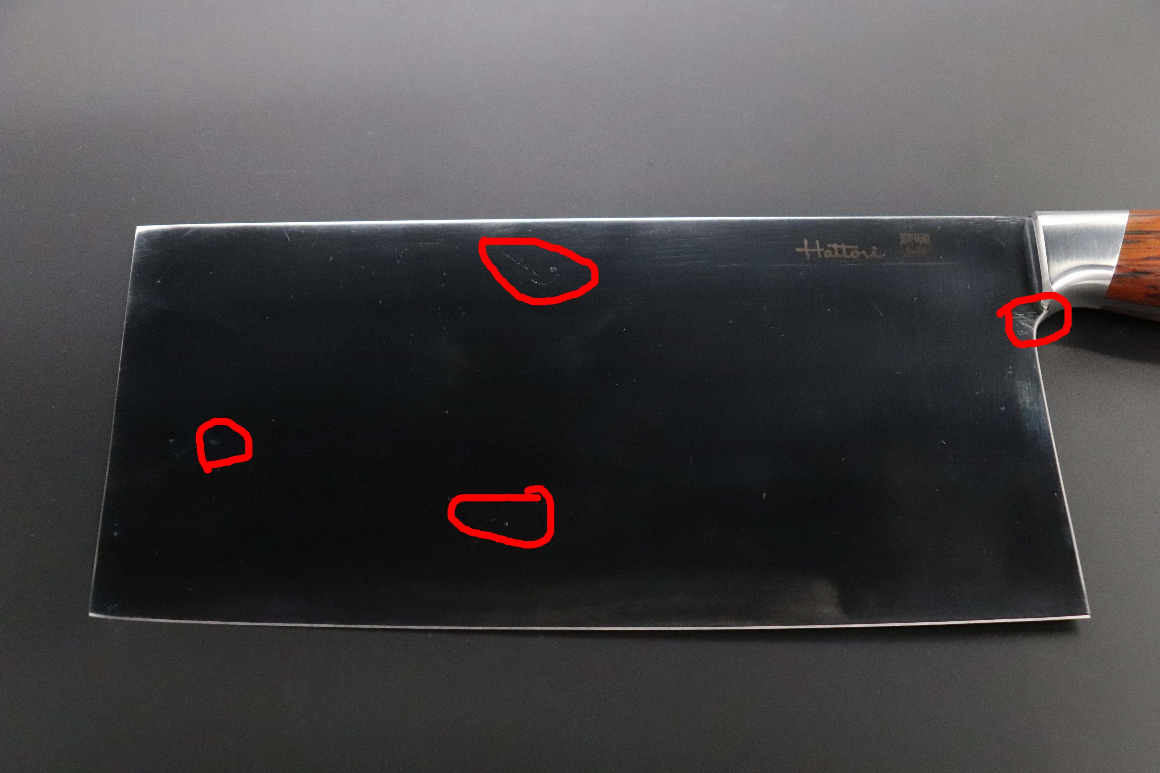 Hattori, — SECOND GRADE ITEMーSolid VG-10 SAN-CC4 Chinese Cleaver (Cocobolowood Handle) - Image 9