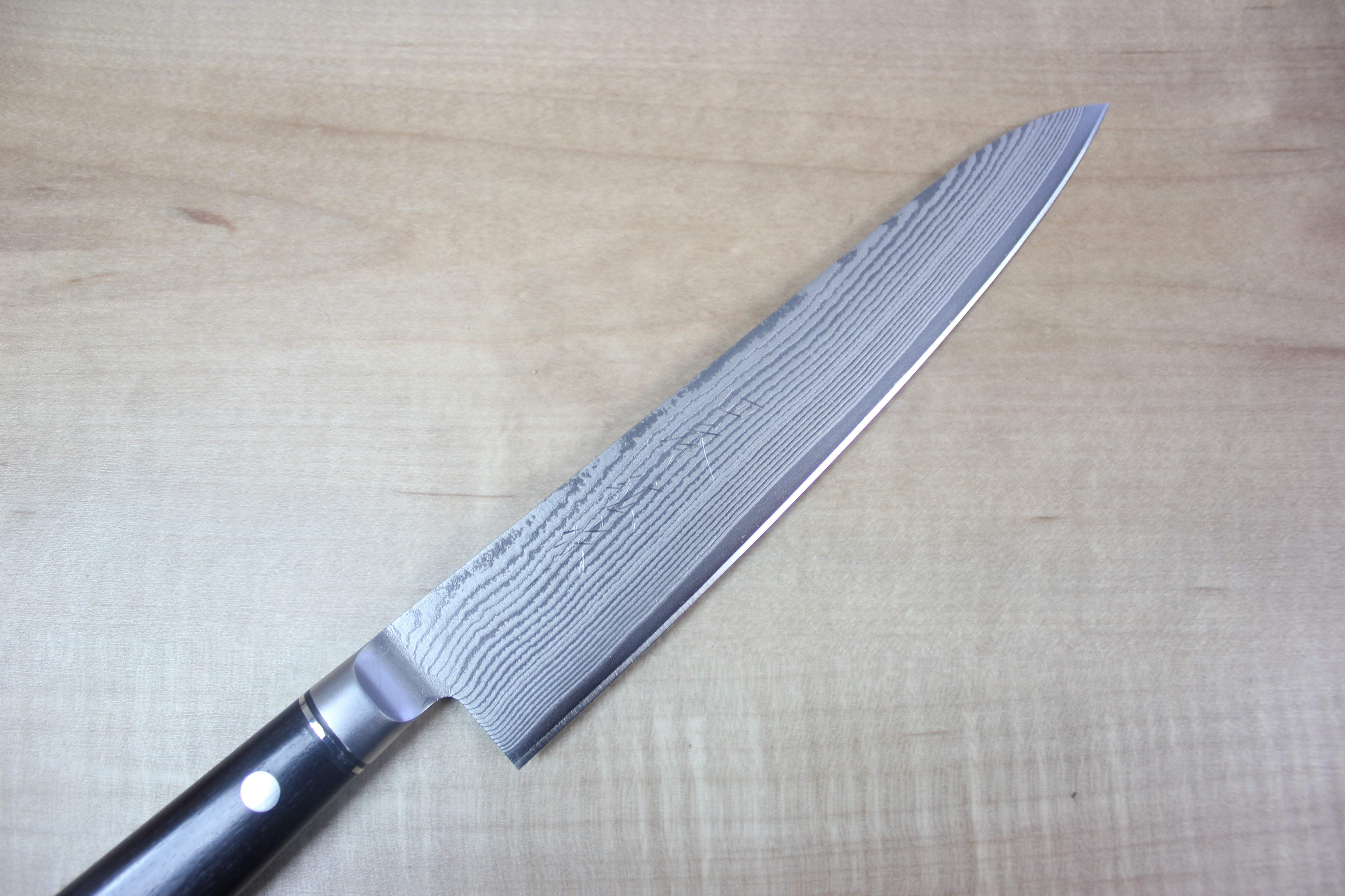 SHIKI 黒龍 Black Dragon Series, VG-10 Nickel Damascus SCWD-2E Petty 150mm ("Calm Wave Damascus Version" 5.9 inch, Ebonywood Handle) - Image 2