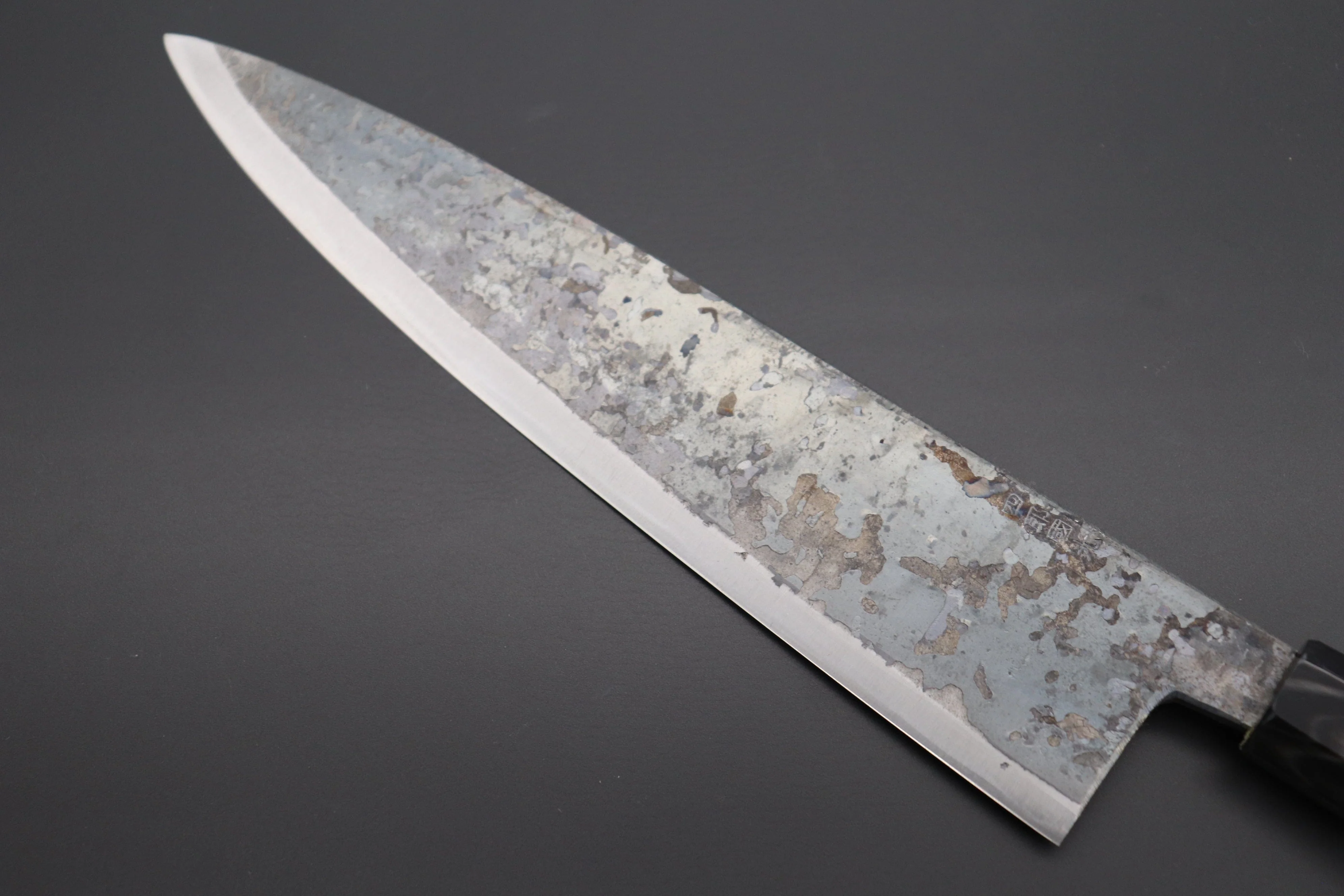 Shirou-Kunimitsu White Steel No.2 Kurouchi Series Special Edition SK-6SP18 Wa Gyuto 240mm (9.4 Inch, Forrest Green Color Stabilized Maple Burl Wood Handle) - Image 3