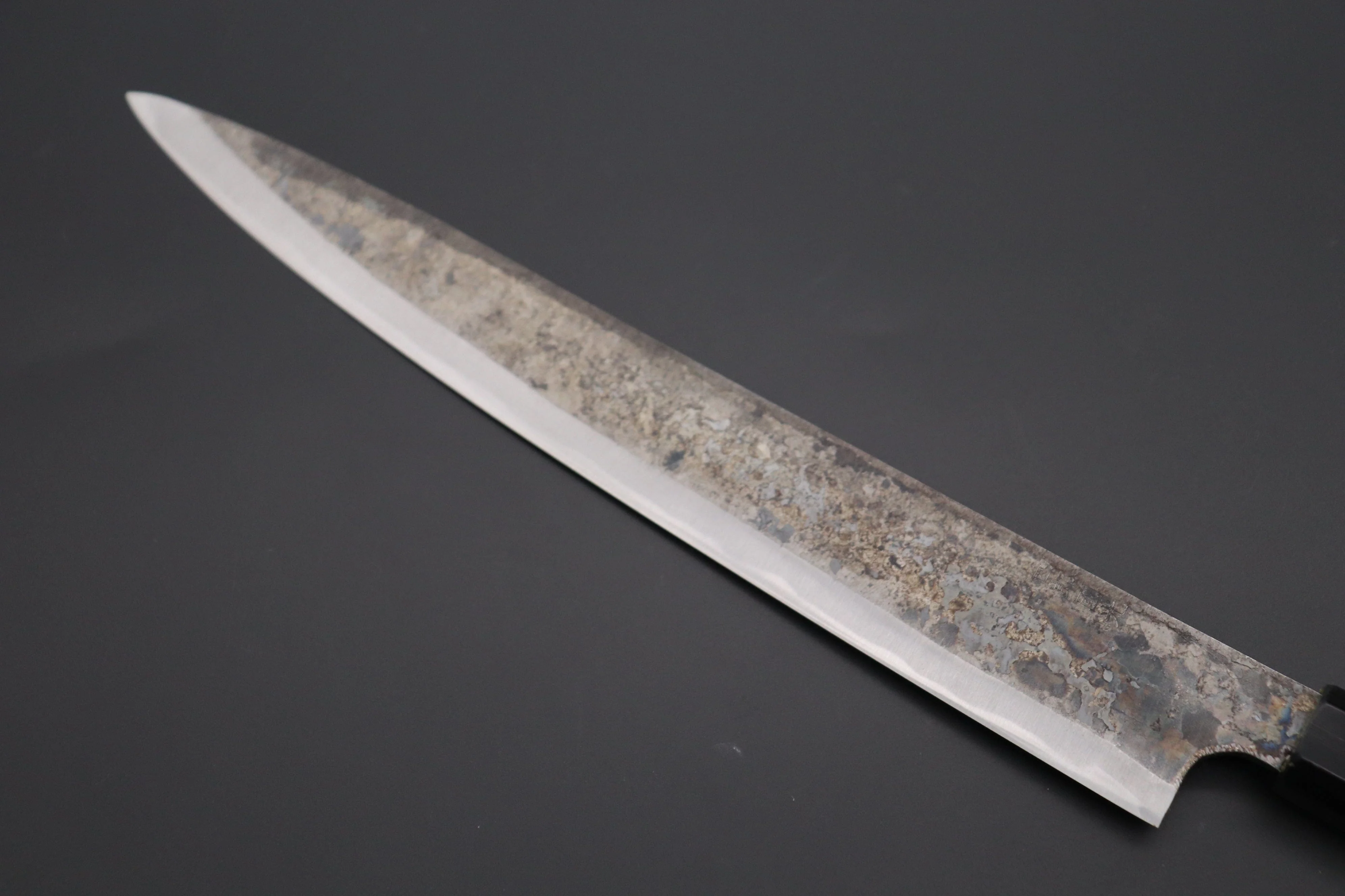 Shirou-Kunimitsu White Steel No.2 Kurouchi Series Special Edition SK-7SP1 Wa Sujihiki 270mm (10.6 Inch, Ocean Blue Color Stabilized Maple Burl Wood Handle) - Image 2