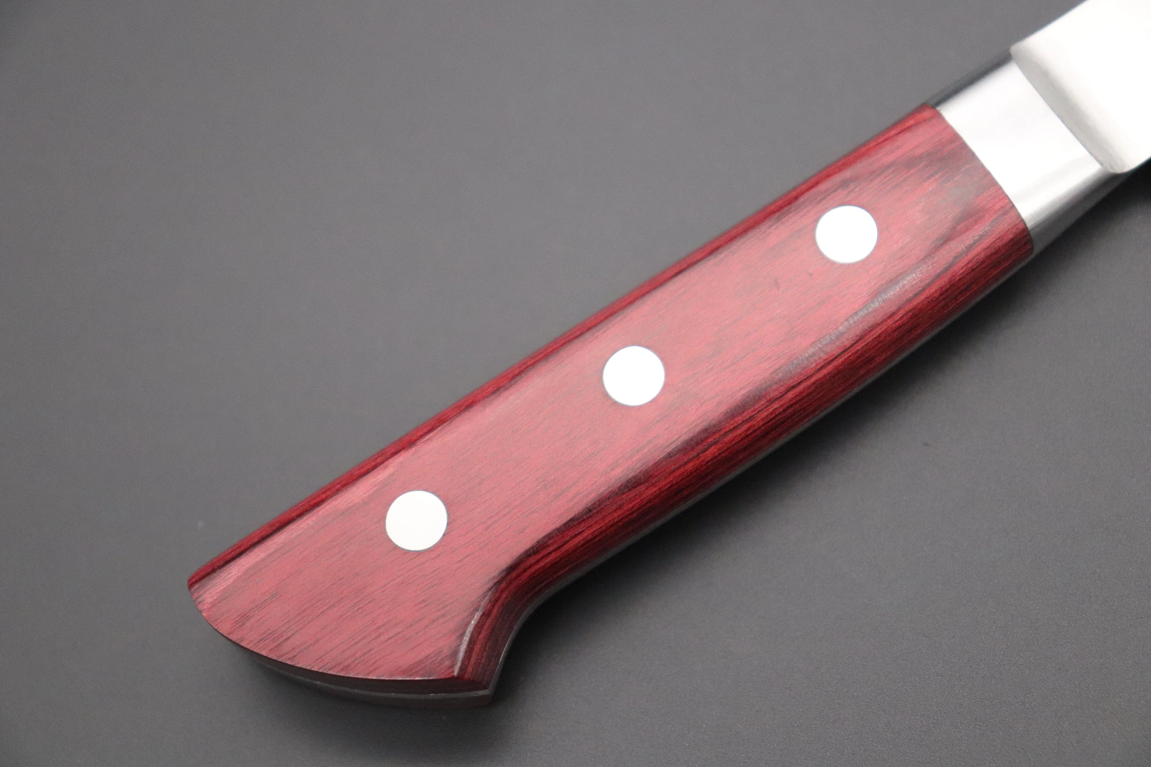 想磨 SOUMA (Fujiwara Kanefusa) FKM Series Gyuto (150mm to 300mm, 6 sizes, Wine Pakka Wood Handle) - Image 3