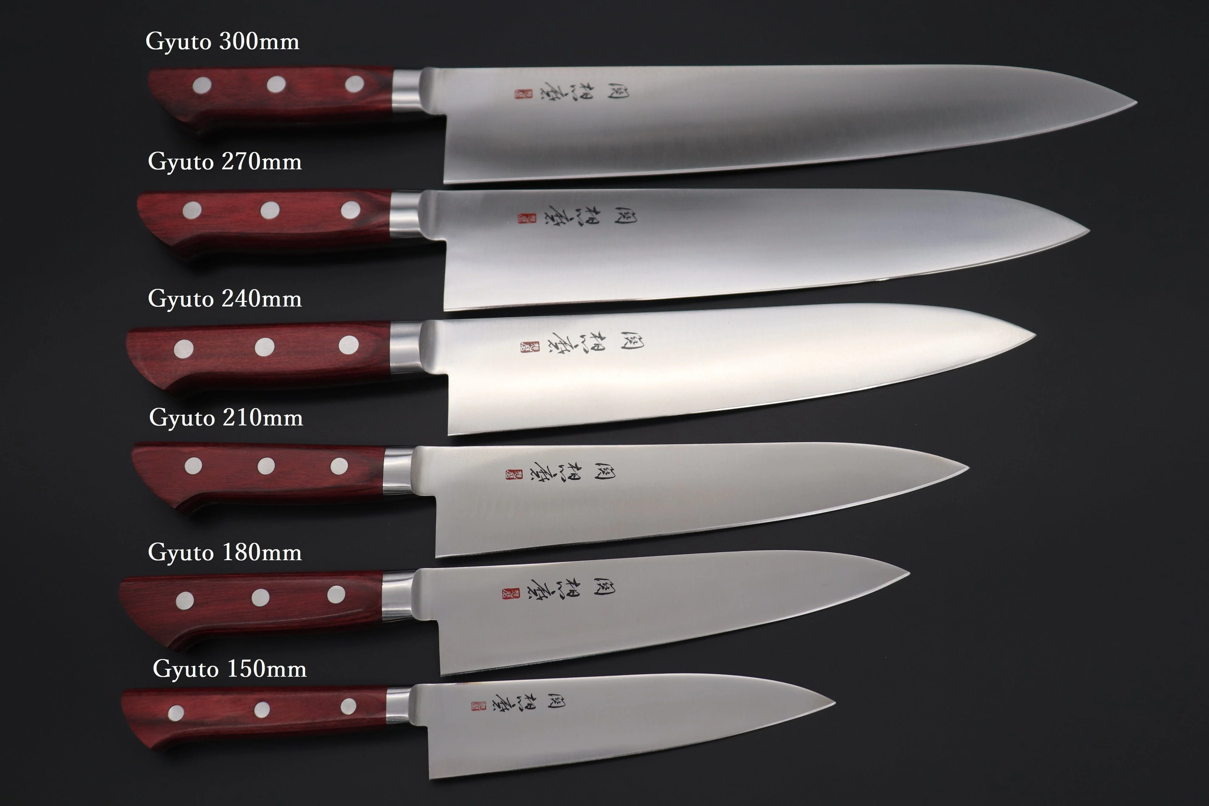想磨 SOUMA (Fujiwara Kanefusa) FKM Series Gyuto (150mm to 300mm, 6 sizes, Wine Pakka Wood Handle) - Image 9