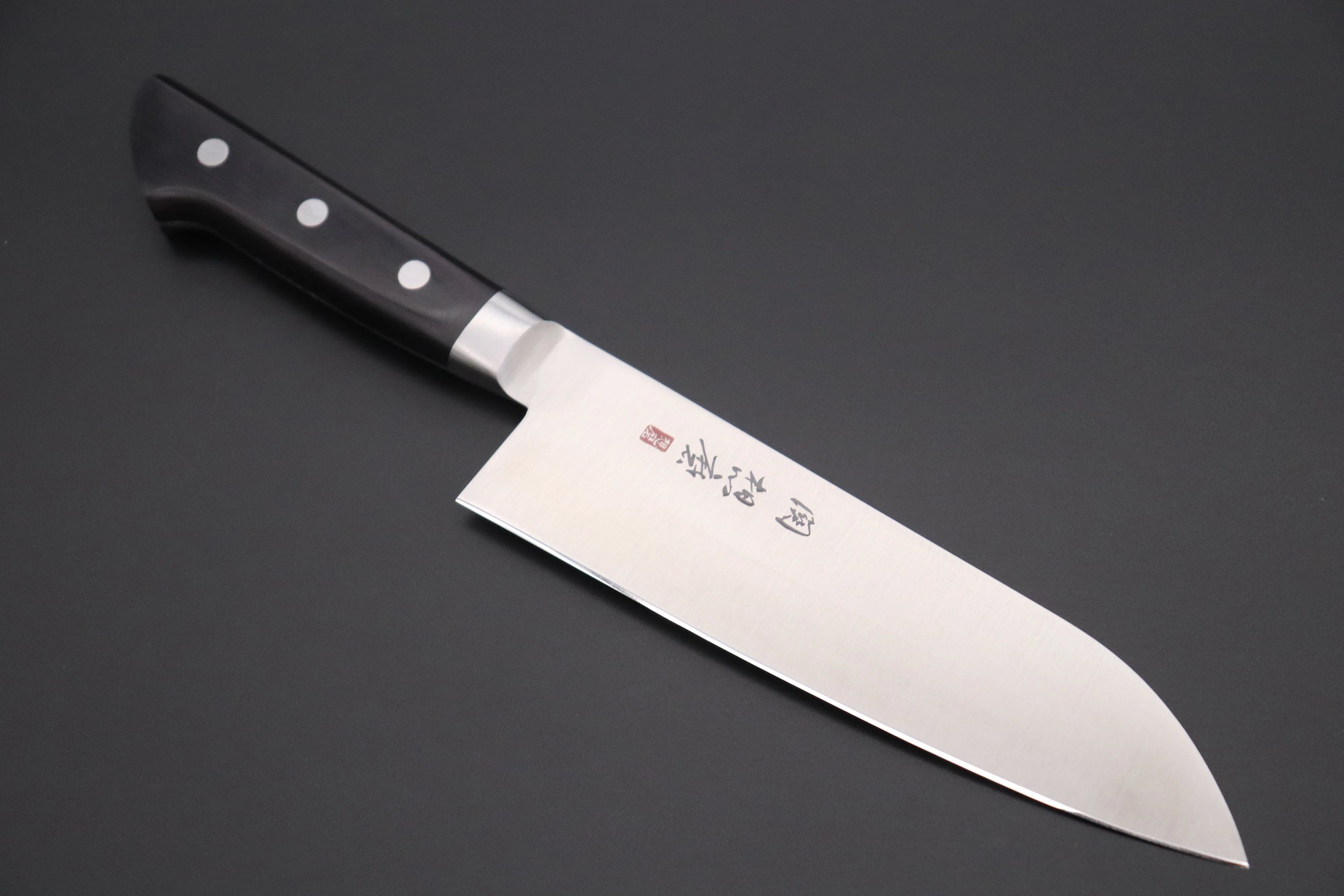 想磨 SOUMA (Fujiwara Kanefusa) FKM Series No.7 Santoku 180mm (7 inch, Black Pakka Wood Handle)
