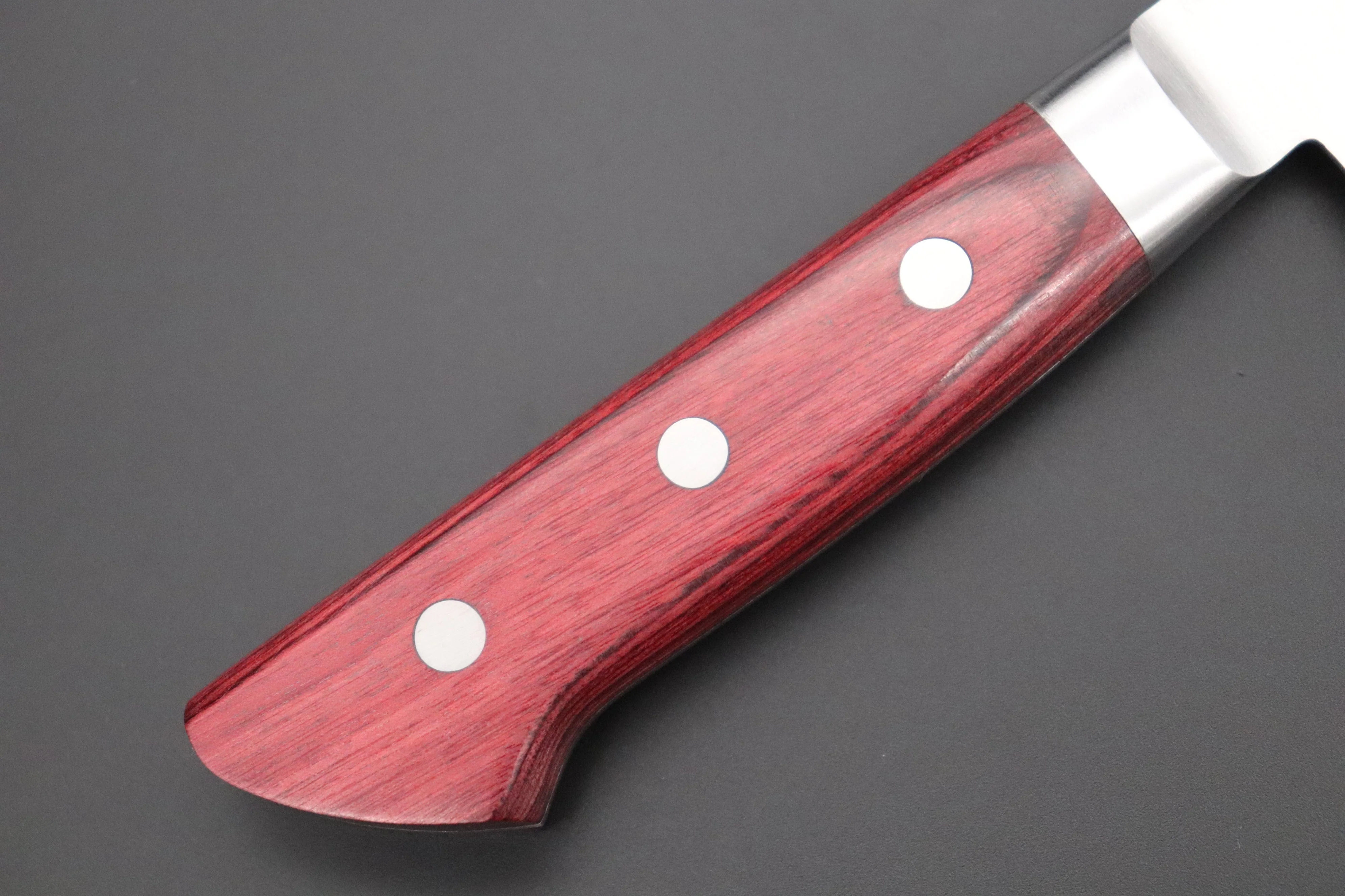 想磨 SOUMA (Fujiwara Kanefusa) FKM Series No.7W Santoku 180mm (7 inch, Wine Pakka Wood Handle) - Image 3