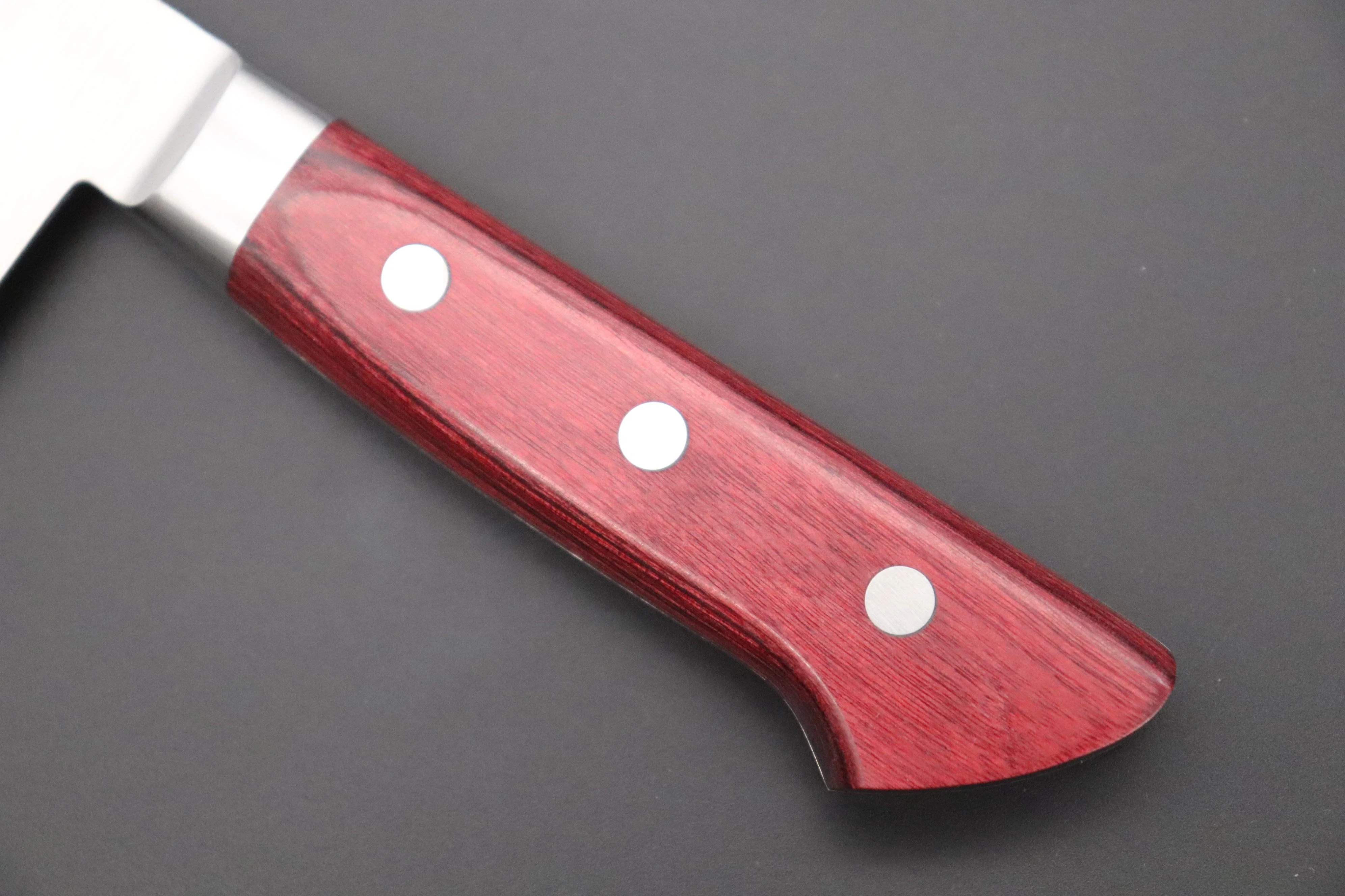 想磨 SOUMA (Fujiwara Kanefusa) FKM Series No.7W Santoku 180mm (7 inch, Wine Pakka Wood Handle) - Image 7