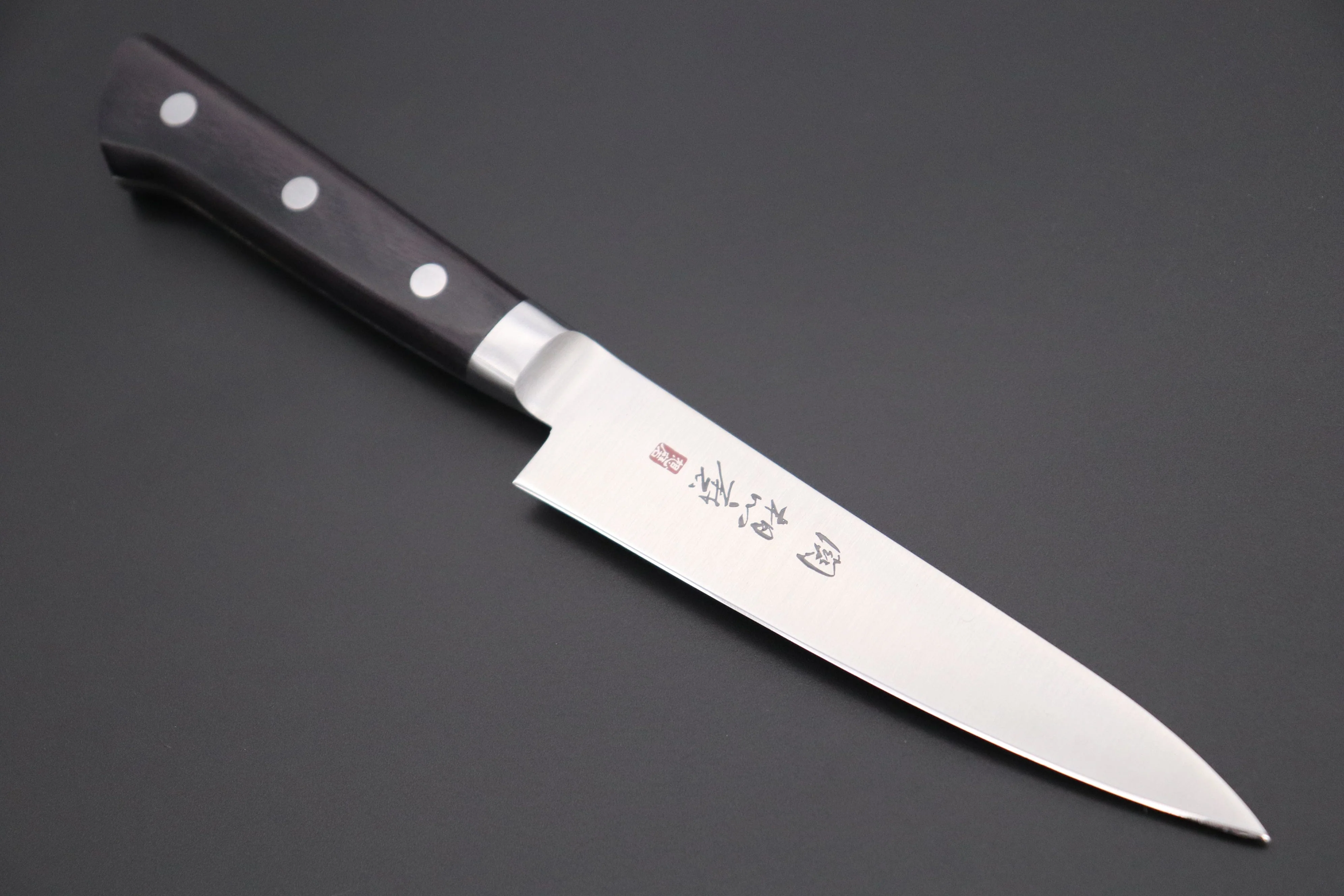 想磨 SOUMA (Fujiwara Kanefusa) FKM Series Petty (120mm to 180mm, 3 sizes, Black Pakka Wood Handle)
