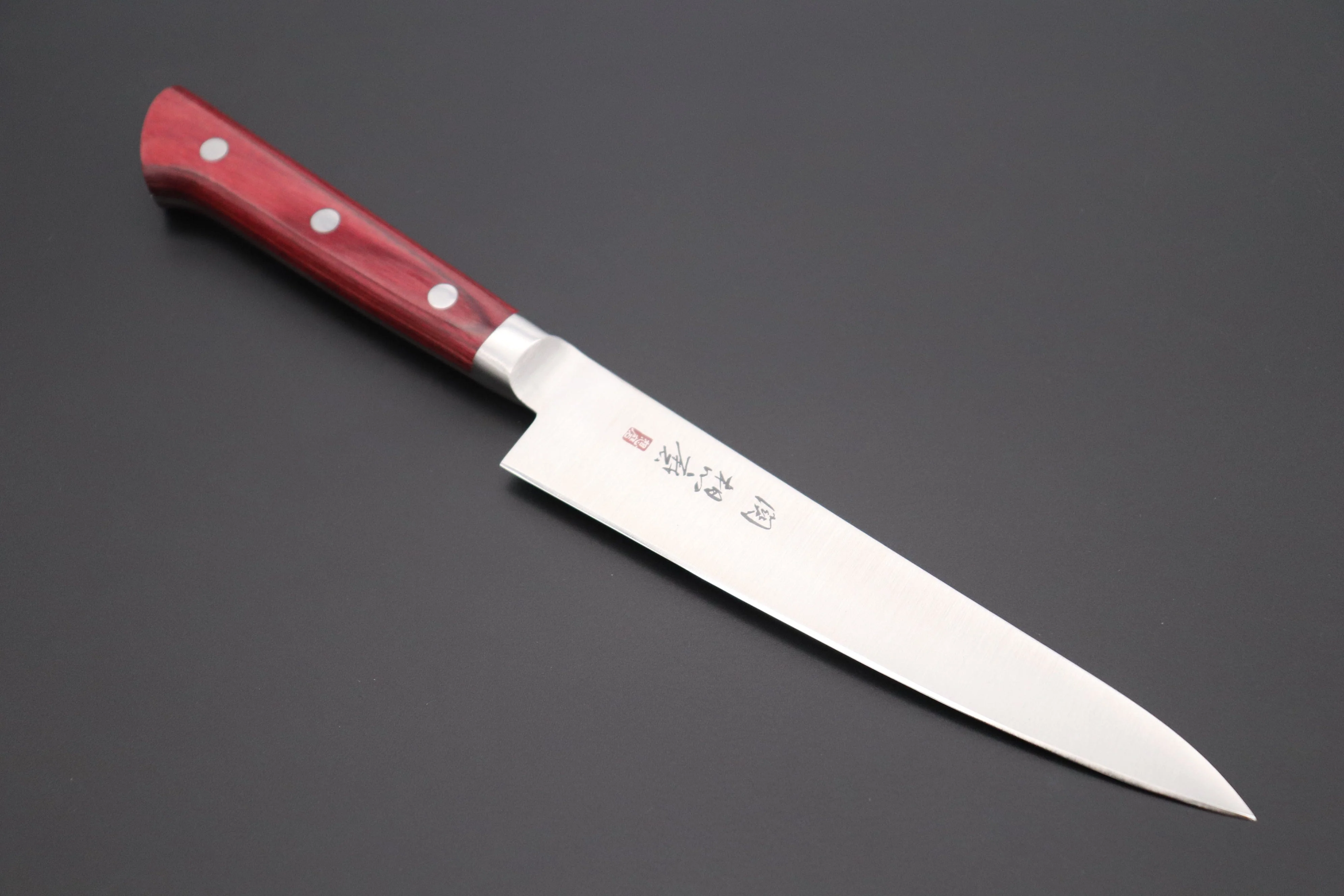想磨 SOUMA (Fujiwara Kanefusa) FKM Series Petty (150mm to 180mm, 2 sizes, Wine Pakka Wood Handle)