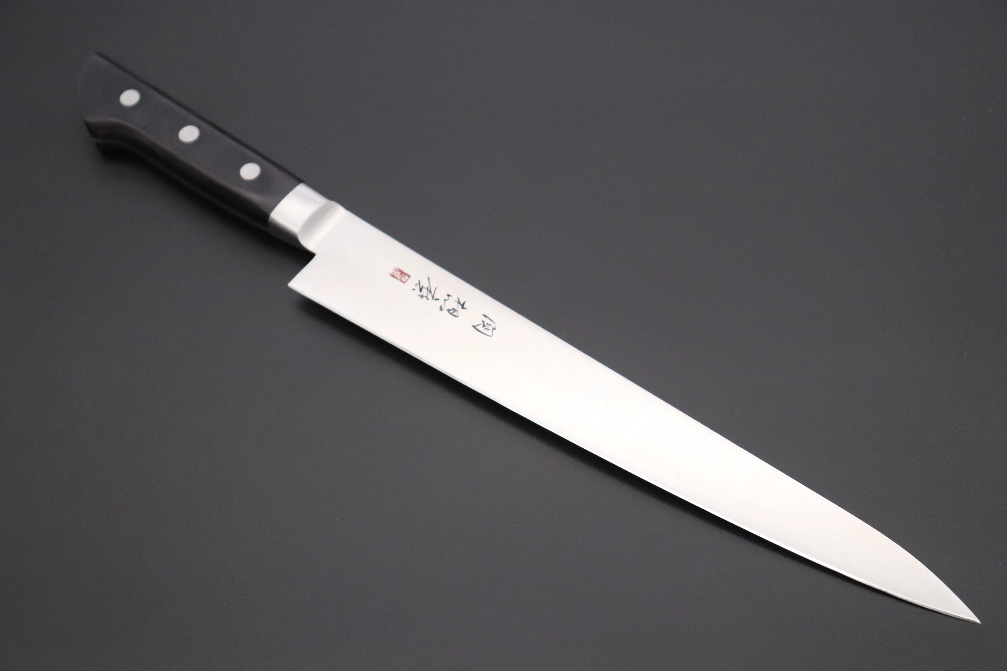 想磨 SOUMA (Fujiwara Kanefusa) FKM Series Sujihiki (240mm and 270mm, 2 sizes, Black Pakka Wood Handle)