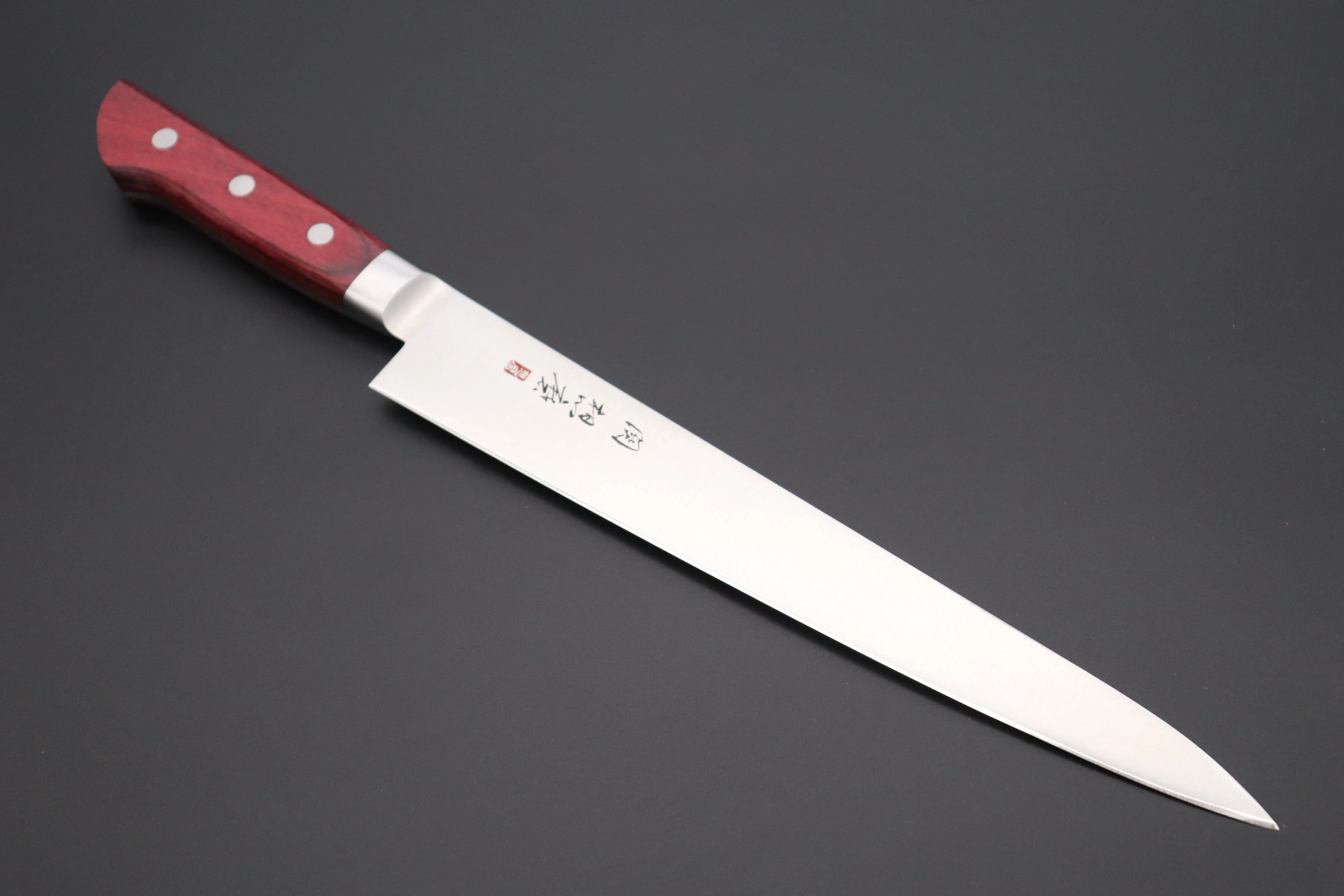 想磨 SOUMA (Fujiwara Kanefusa) FKM Series Sujihiki (240mm and 270mm, 2 sizes, Wine Pakka Wood Handle)
