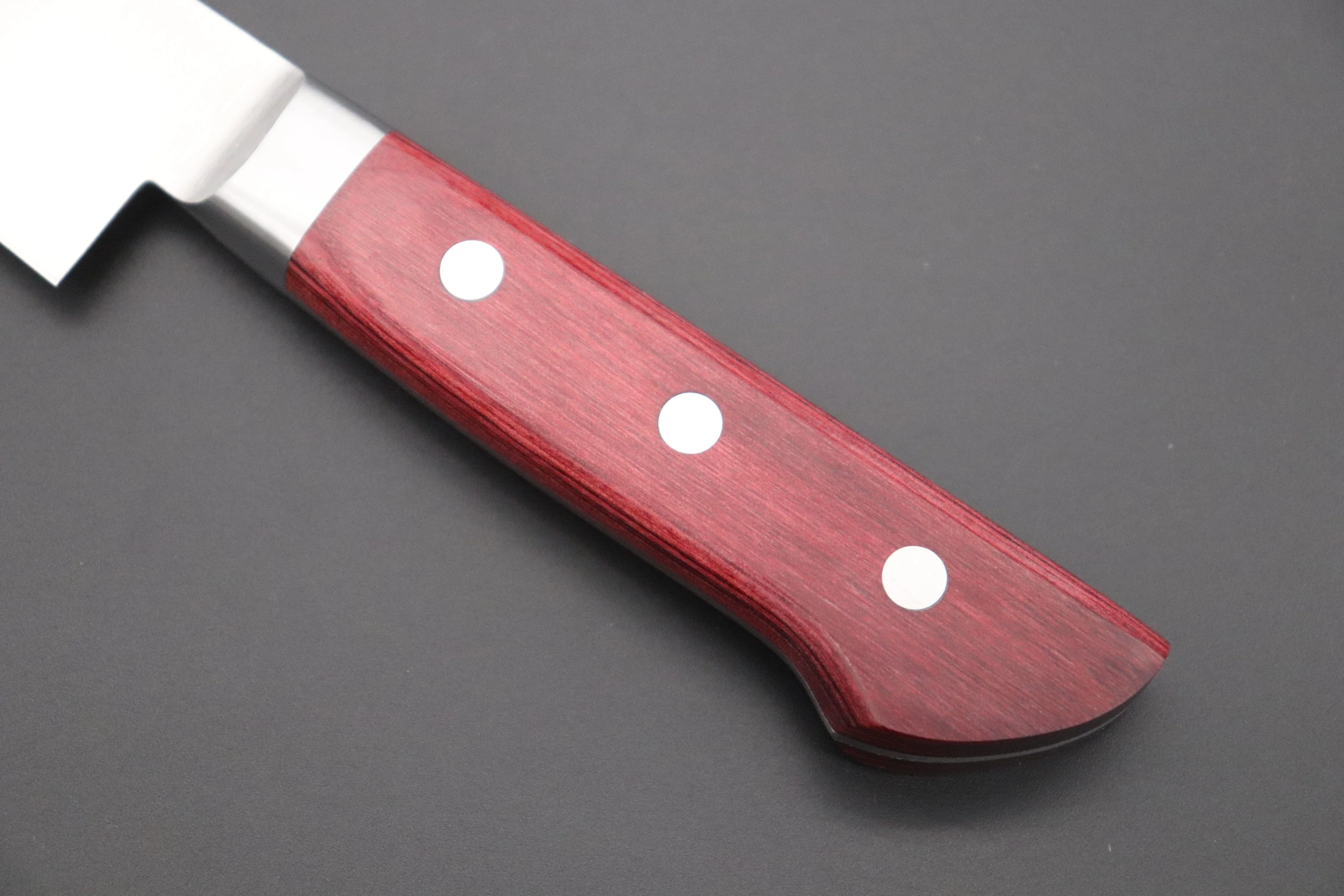 想磨 SOUMA (Fujiwara Kanefusa) FKM Series Sujihiki (240mm and 270mm, 2 sizes, Wine Pakka Wood Handle) - Image 7