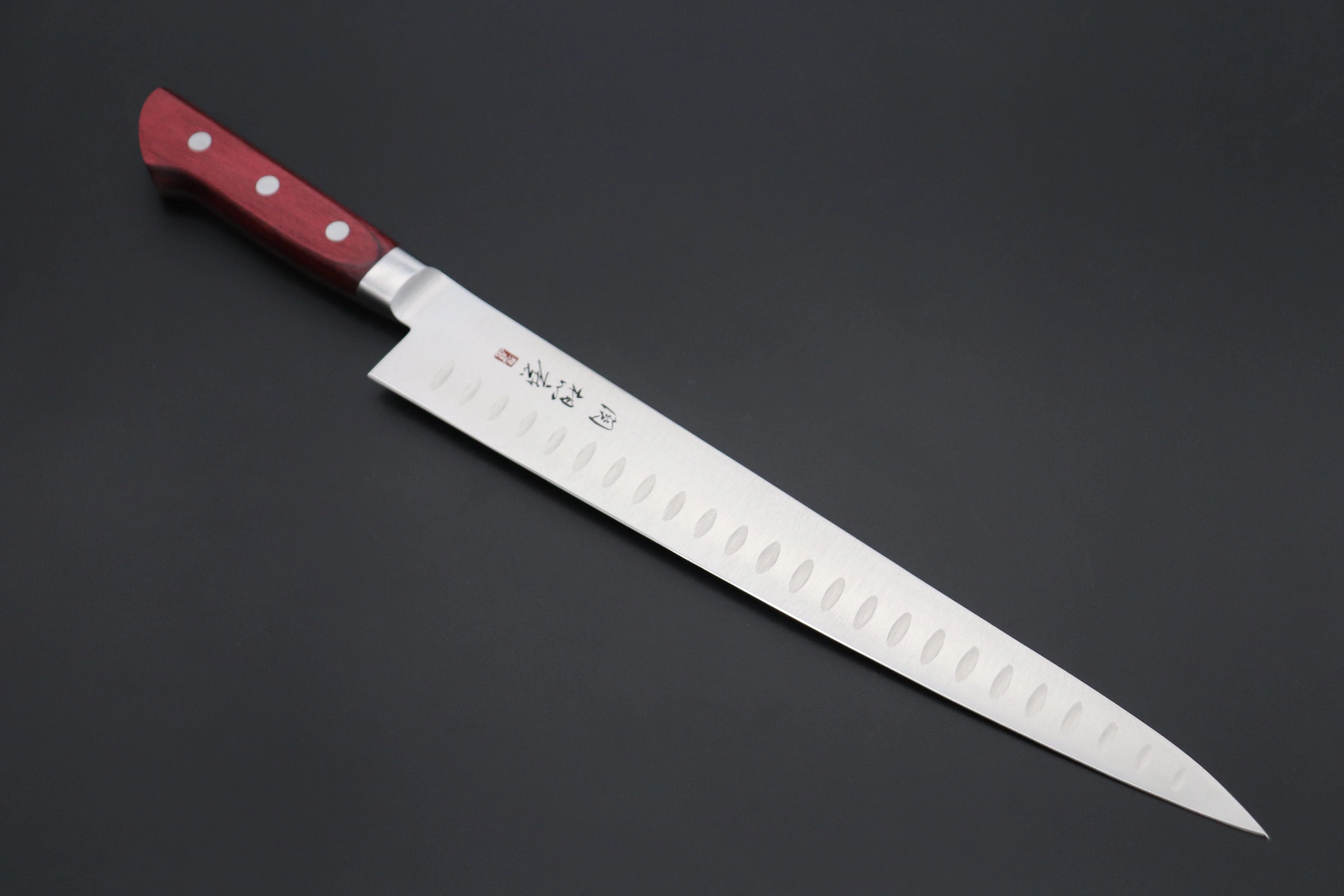 想磨 SOUMA (Fujiwara Kanefusa) FKS Series No.29W Sujihiki 270mm (10.6 Inch, Wine-Colored Pakka Wood Handle))