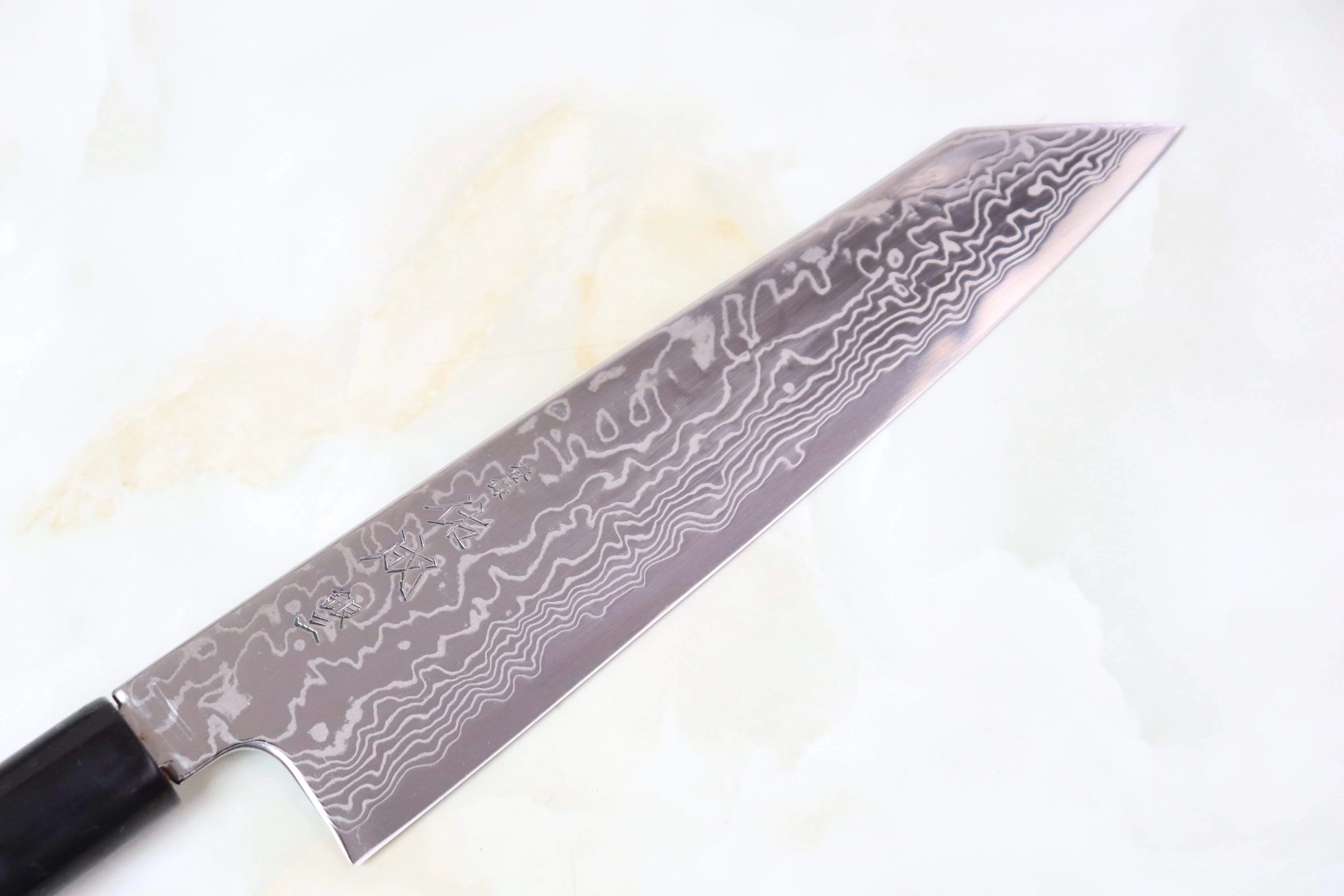 Sukenari Gingami No.3 Nickel Damascus Kiritsuke (210mm to 270mm, 3 sizes, D Shaped Magnolia Wood Handle) - Image 2