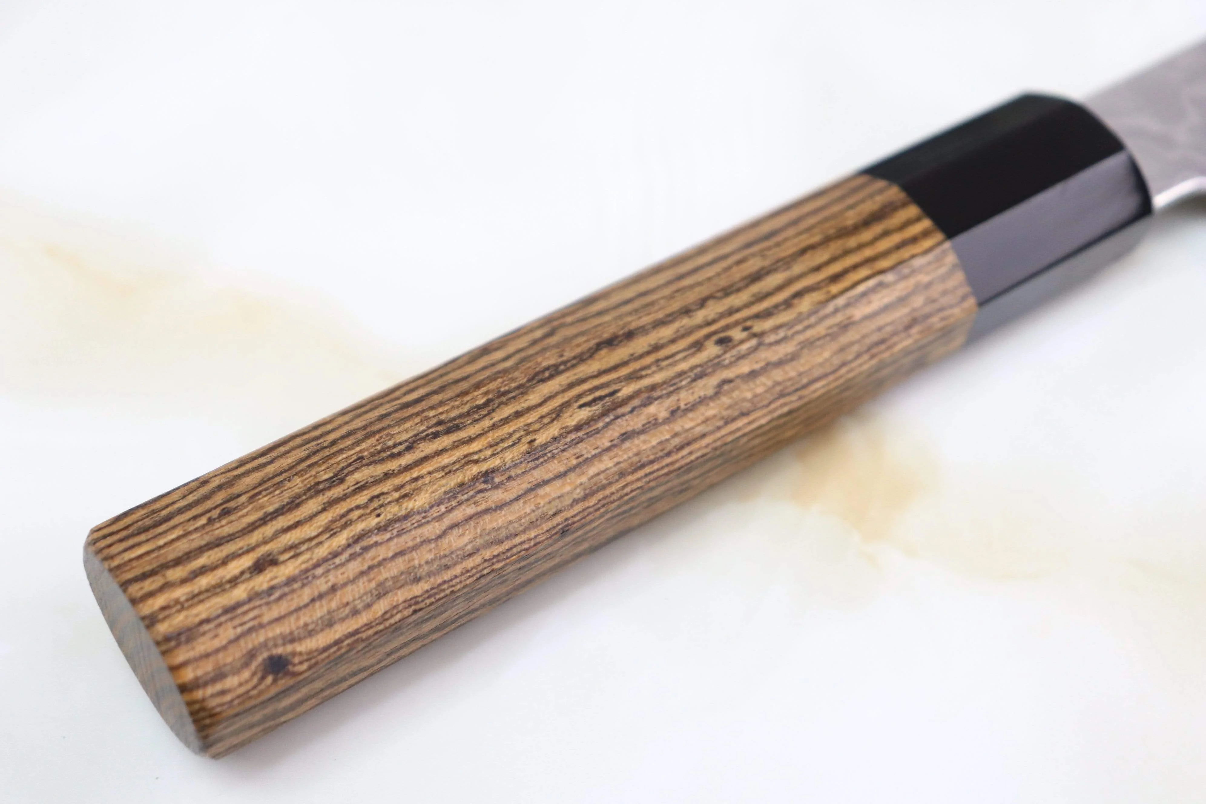 Sukenari Gingami No.3 Nickel Damascus Wa Gyuto (210mm to 270mm, 3 sizes, Octagon Shaped Bocote Wooden Handle) - Image 3