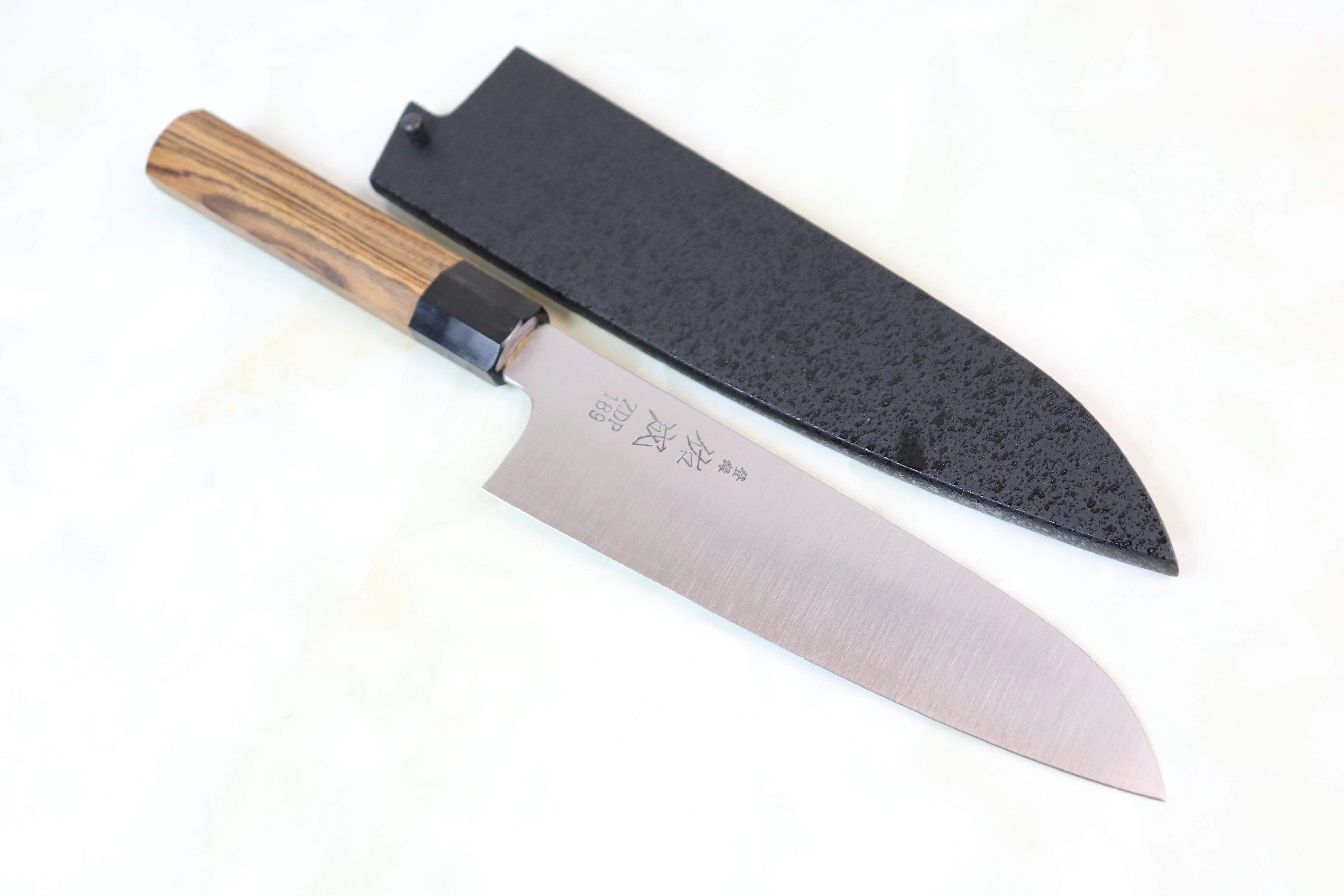 Sukenari ZDP-189 Wa Series SZDP-1SAB Wa Santoku 190mm (7.4 inch, Octagon Shaped Bocote Wooden Handle)